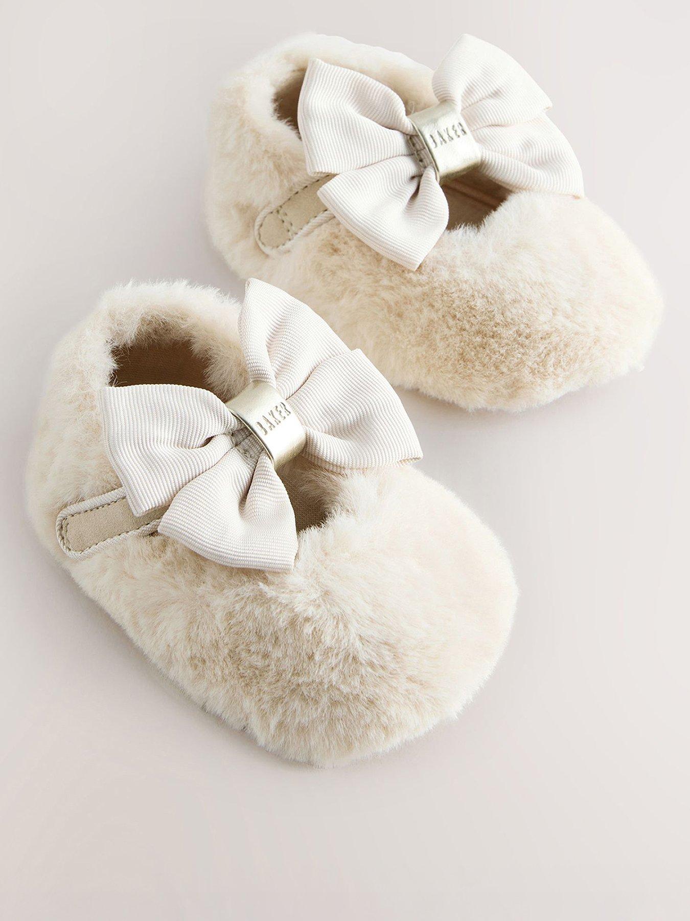 Ted Baker Baby Girls Fur Mary Jane Shoes - Cream