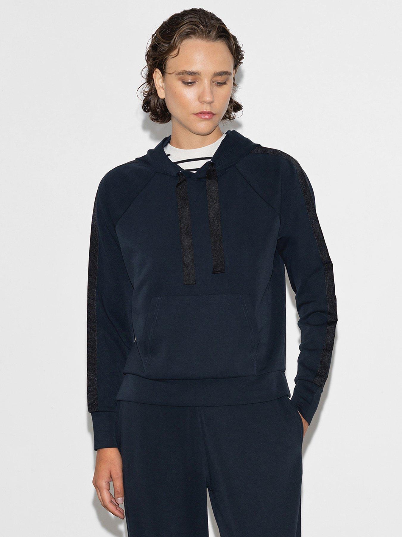 undefined Raglan Sleeve Side Trim Wide Drawstring Hoody - Multi