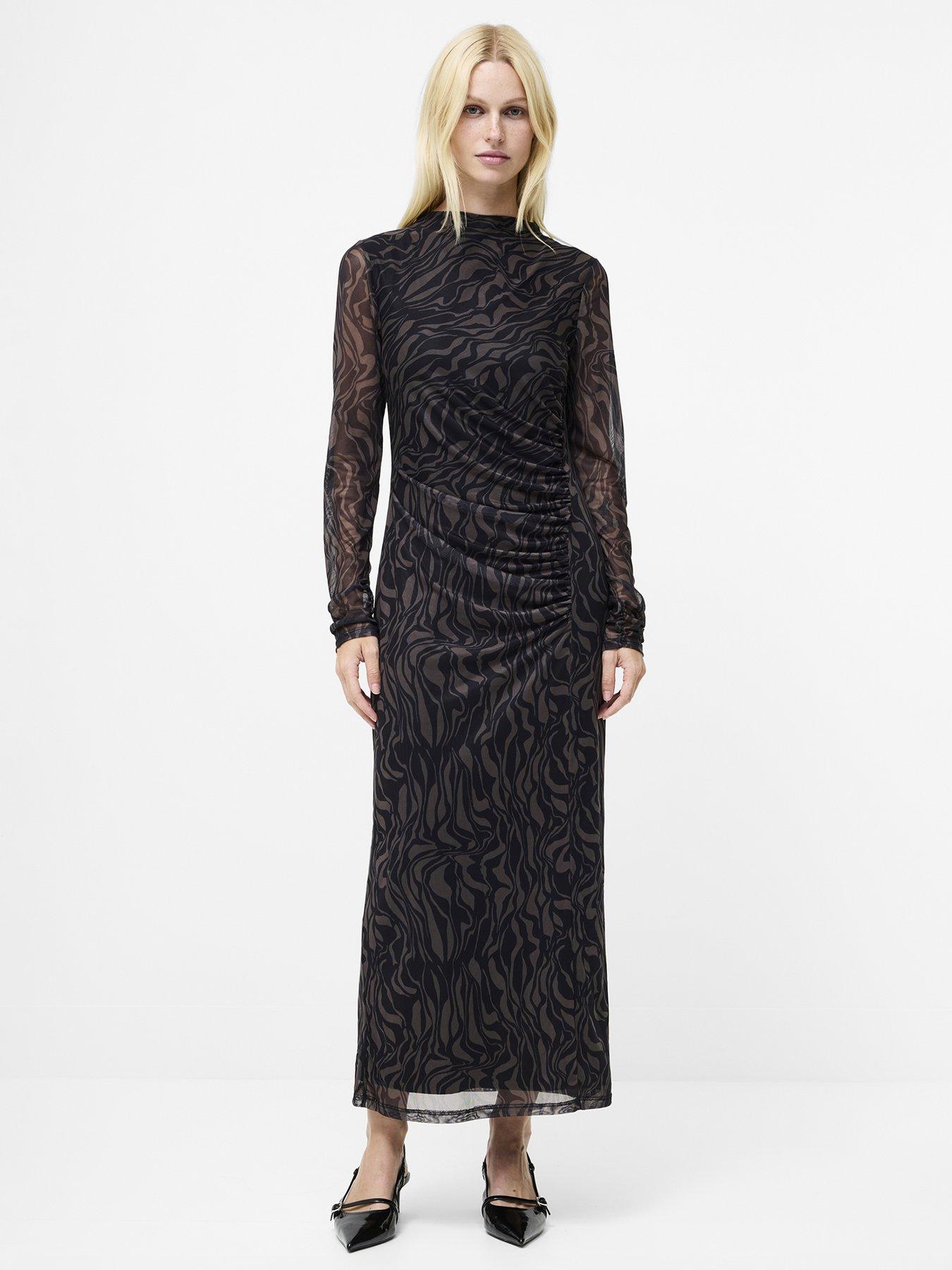 French Connection Zaria Mesh Long Sleeve Maxi Dress - Multi
