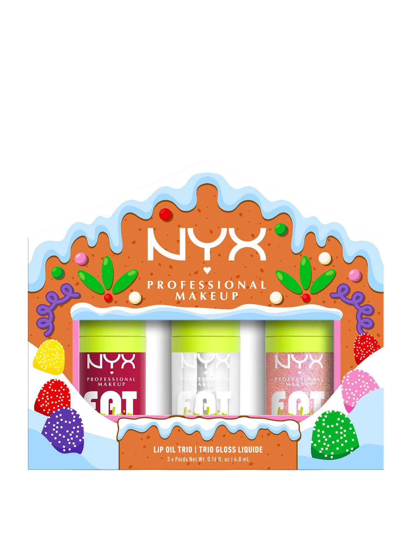 NYX PROFESSIONAL MAKEUP Holiday Fat Oil Trio Kit, up to 12HR Hydration, Non Sticky Finish, Lip Gloss