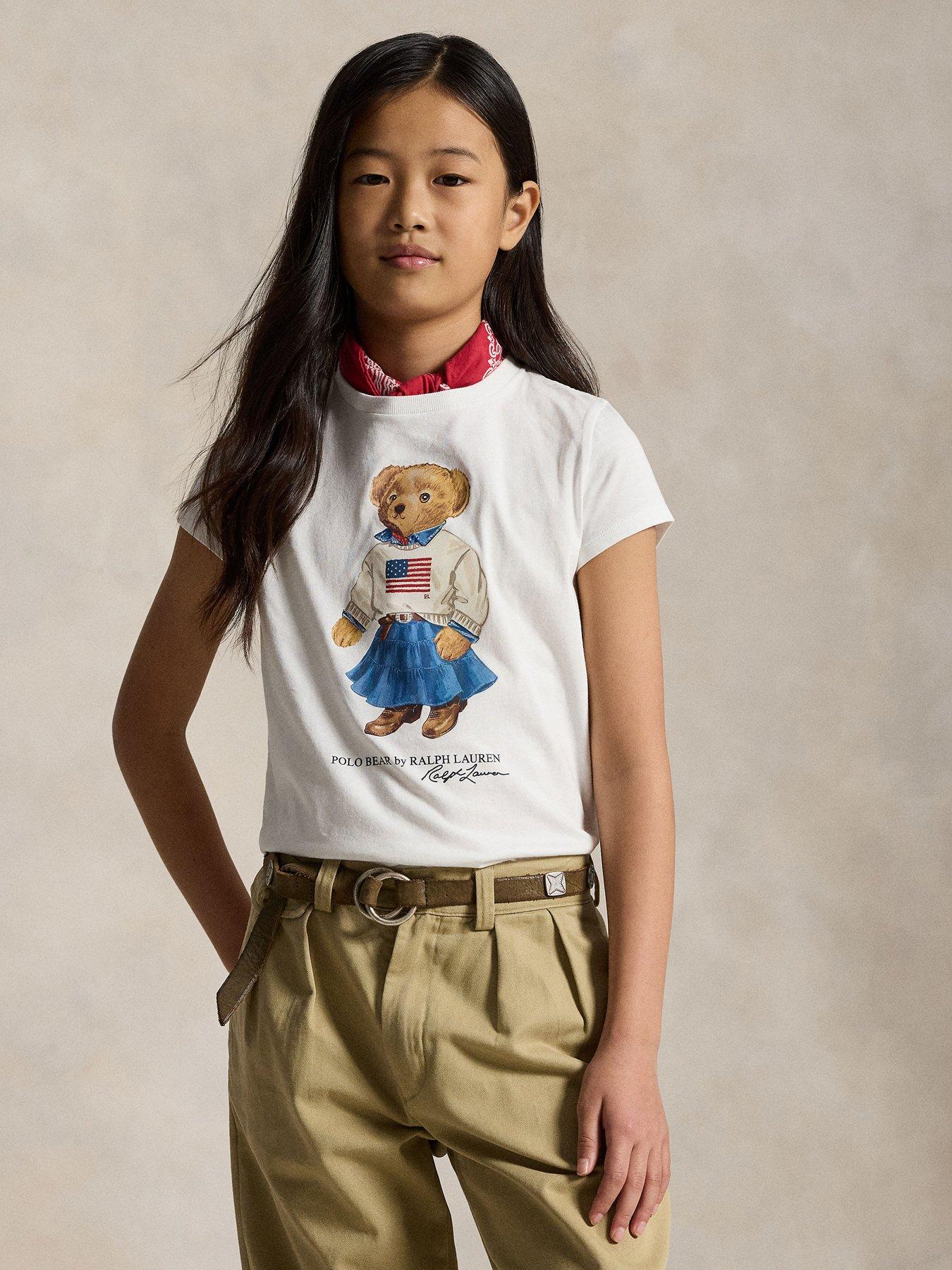 Polo Ralph Lauren Girls Bear Short Sleeve T-Shirt, White, Size Age: 6 Years