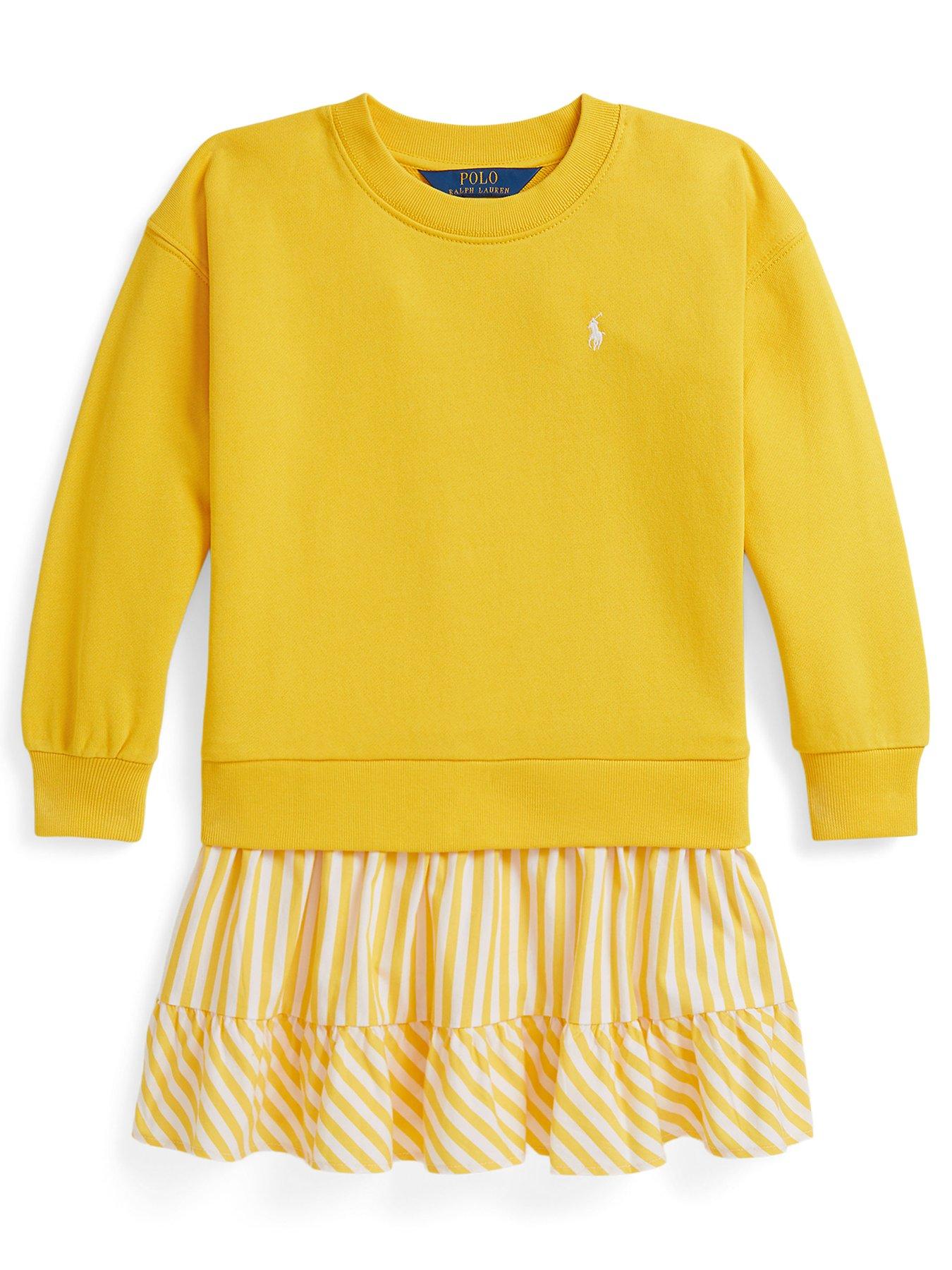 Polo Ralph Lauren Younger Girls Frill Hem Sweatshirt Dress - Yellow