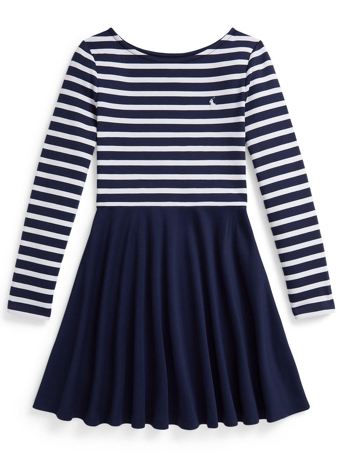 Polo Ralph Lauren Girls Striped Top Dress - Navy