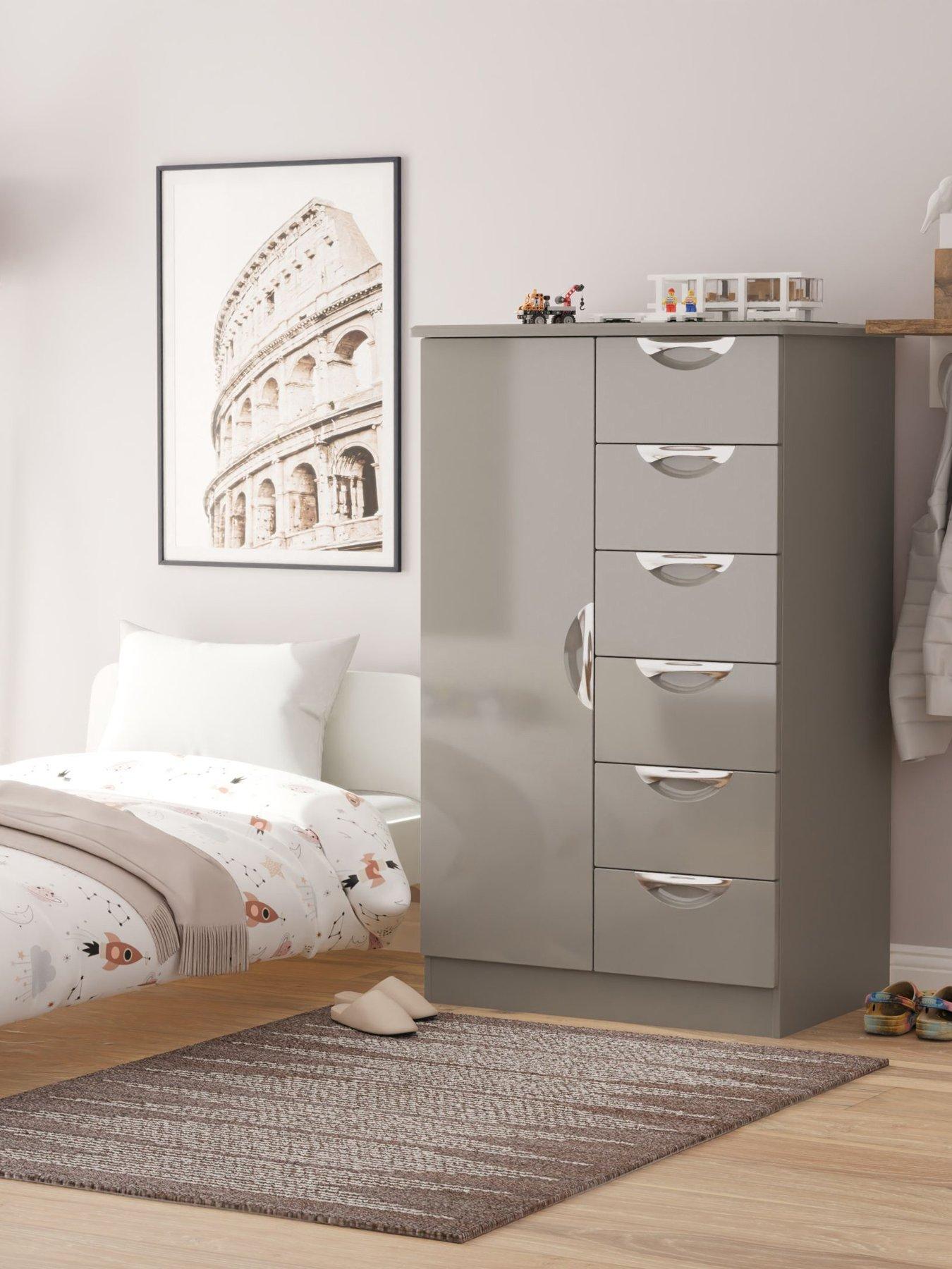 undefined Ella Ready Assembled Kids 1 Door 5 Drawer Wardrobe