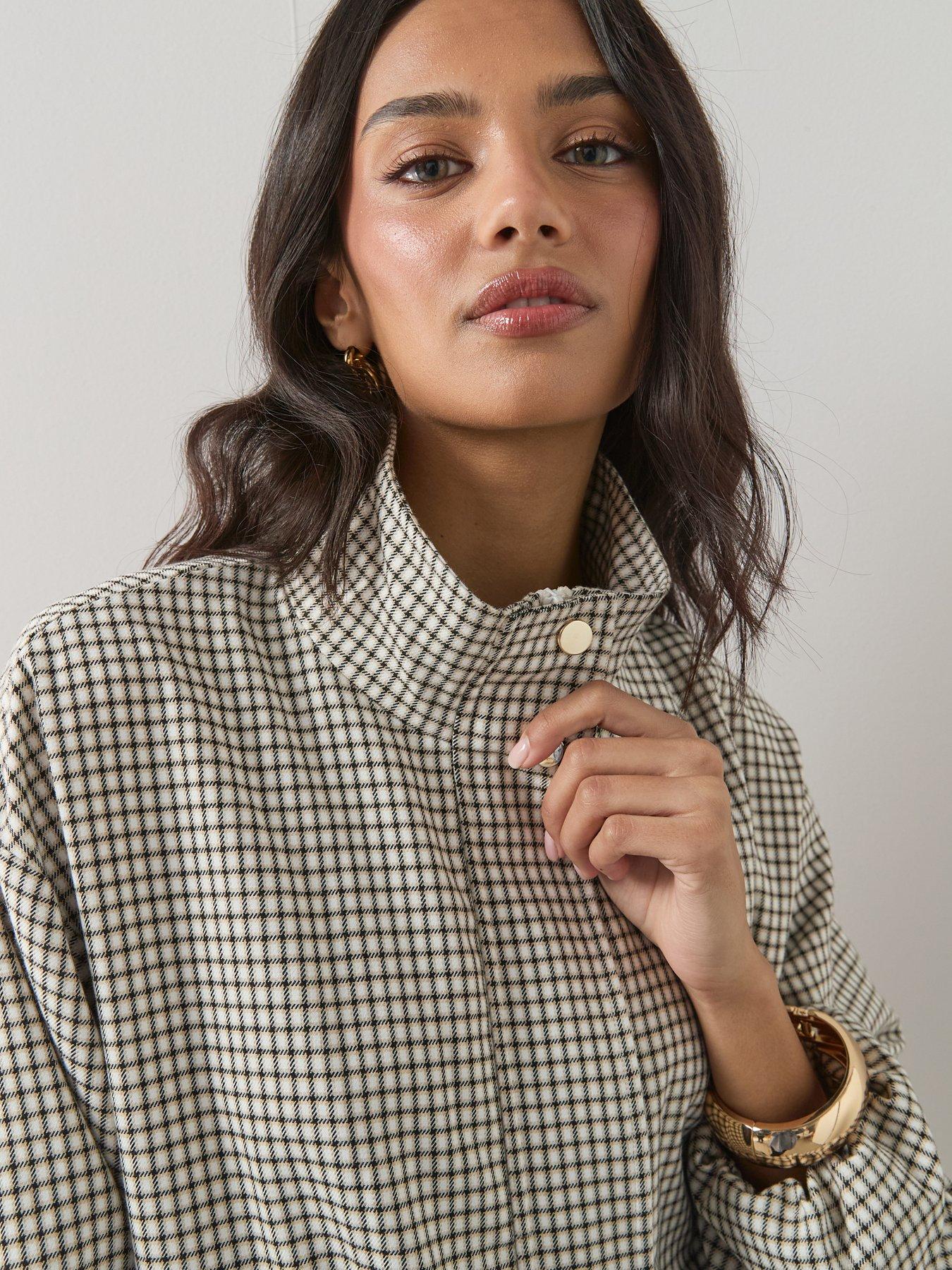Image 4 of 7 of The Very Collection Bubble Hem Check Jacket - Print