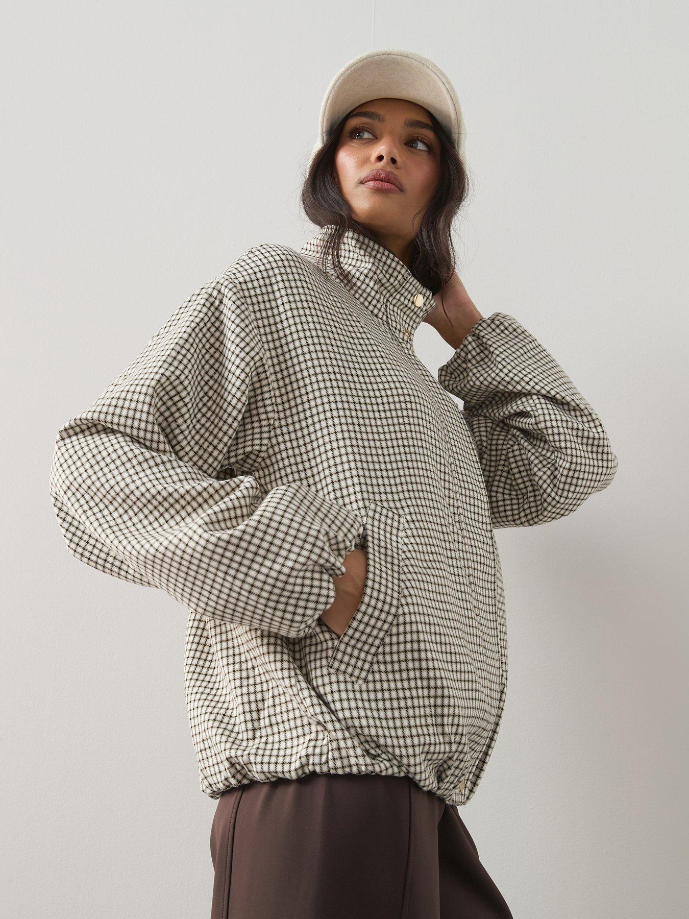Image 5 of 7 of The Very Collection Bubble Hem Check Jacket - Print