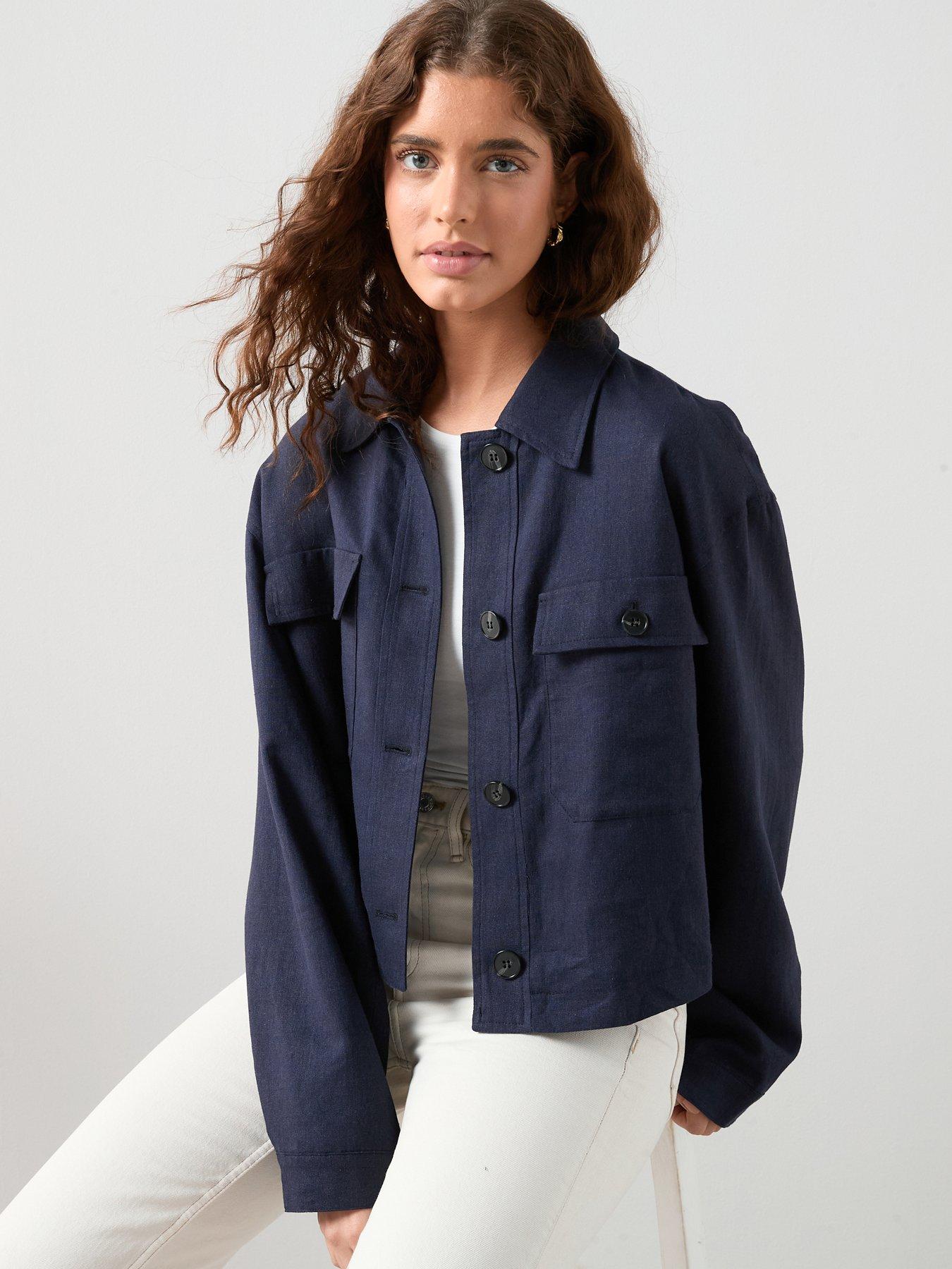 Image 1 of 7 of The Very Collection Linen Blend Utility Jacket With Contrast Lining