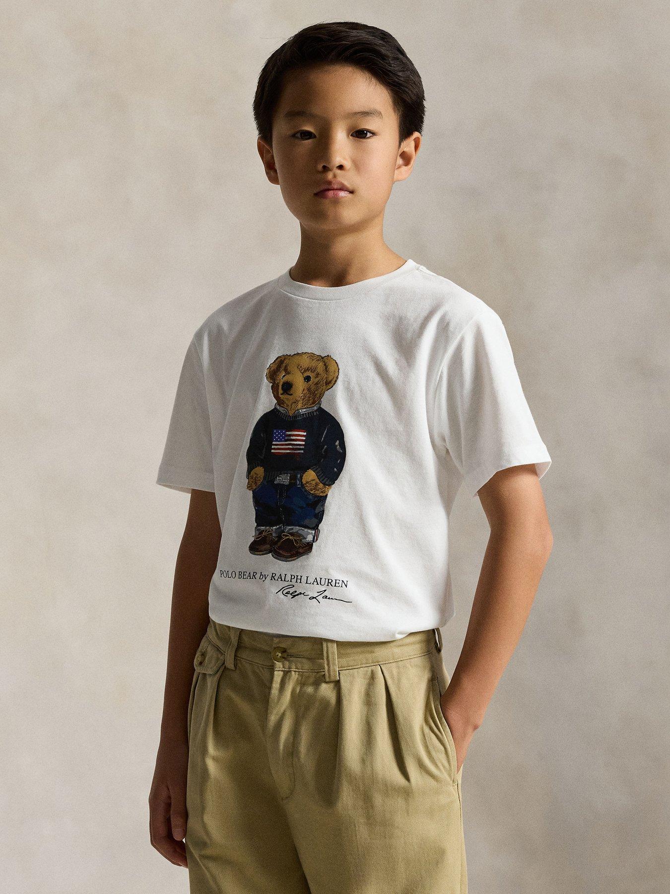Polo Ralph Lauren Boys Bear Print T-Shirt, White, Size 8-10 Years=M