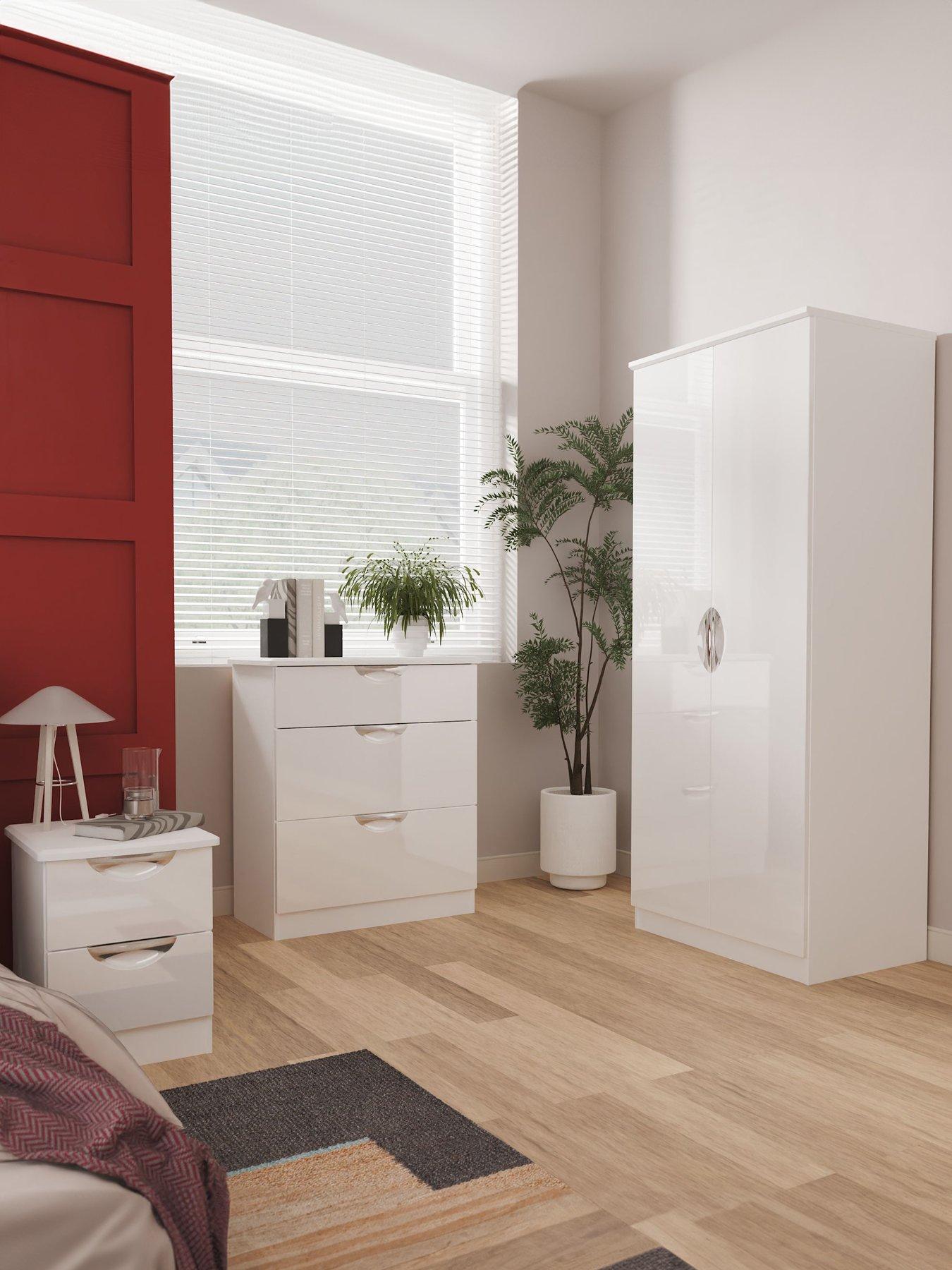 SWIFT Ella Ready Assembled Kids Bedroom Package - Wardrobe, Bedside Table  &  4 Drawer Chest