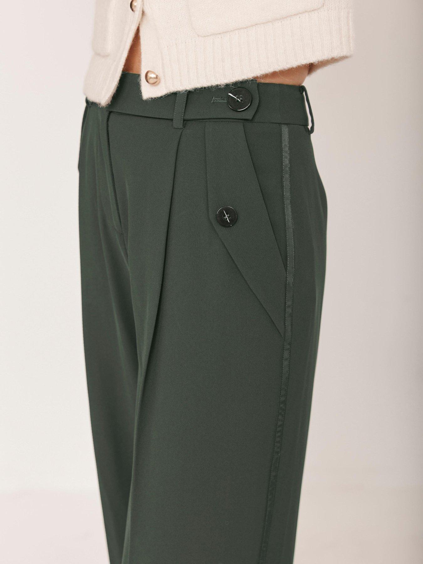 Image 4 of 6 of Mint Velvet Khaki Wide Mensy Trouser - Green