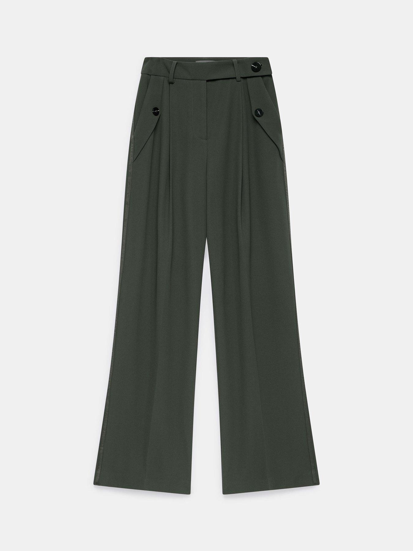 Image 5 of 6 of Mint Velvet Khaki Wide Mensy Trouser - Green