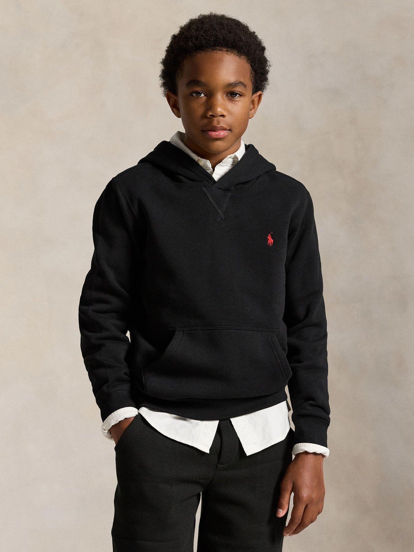Polo Ralph Lauren Boys Hooded Sweatshirt, Black, Size 16 Years=Xl