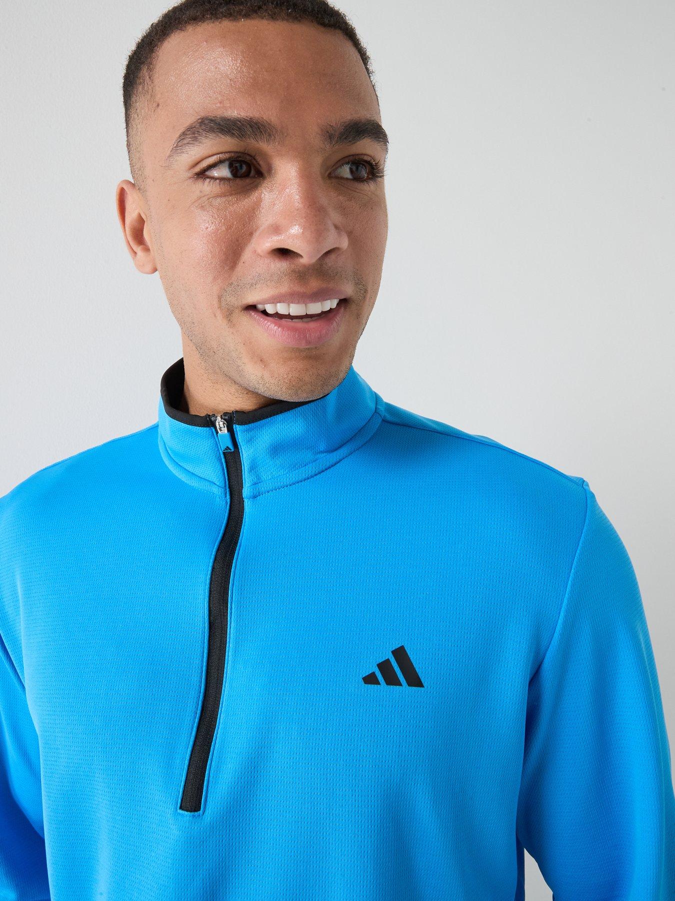 Image 4 of 5 of adidas Mens Golf Lightweight Quarter Zip - Blue