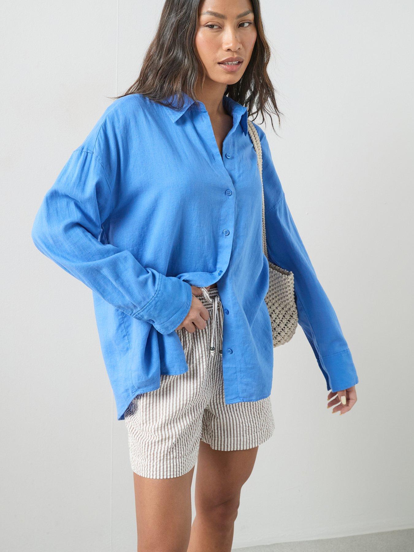 Image 5 of 7 of The Very Collection Cotton Textured Shorts - Brown Stripe