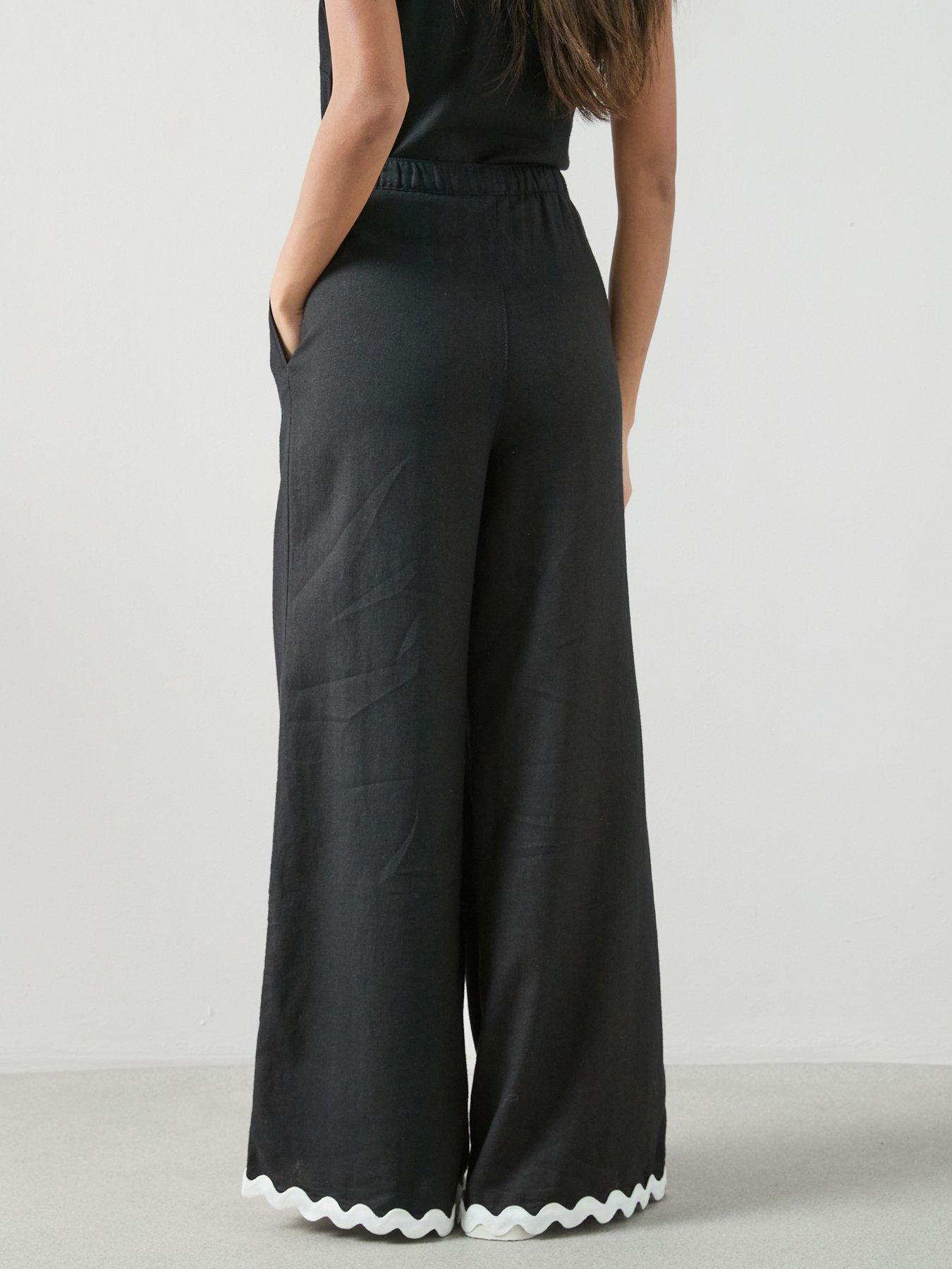 The Very Collection Linen Blend Rik Rak Trouser Co-Ord - Black | Very