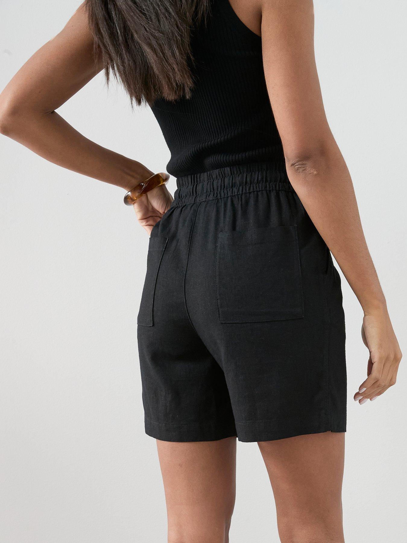 Image 5 of 7 of The Very Collection Linen Blend Shorts - Black