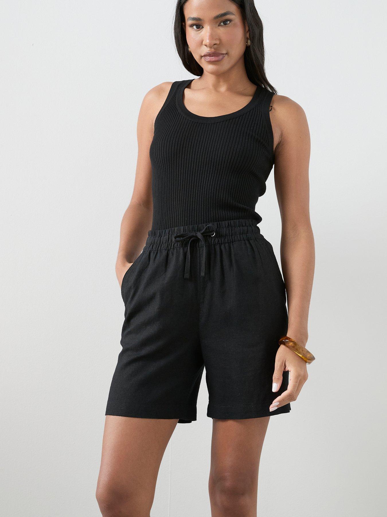 Image 6 of 7 of The Very Collection Linen Blend Shorts - Black