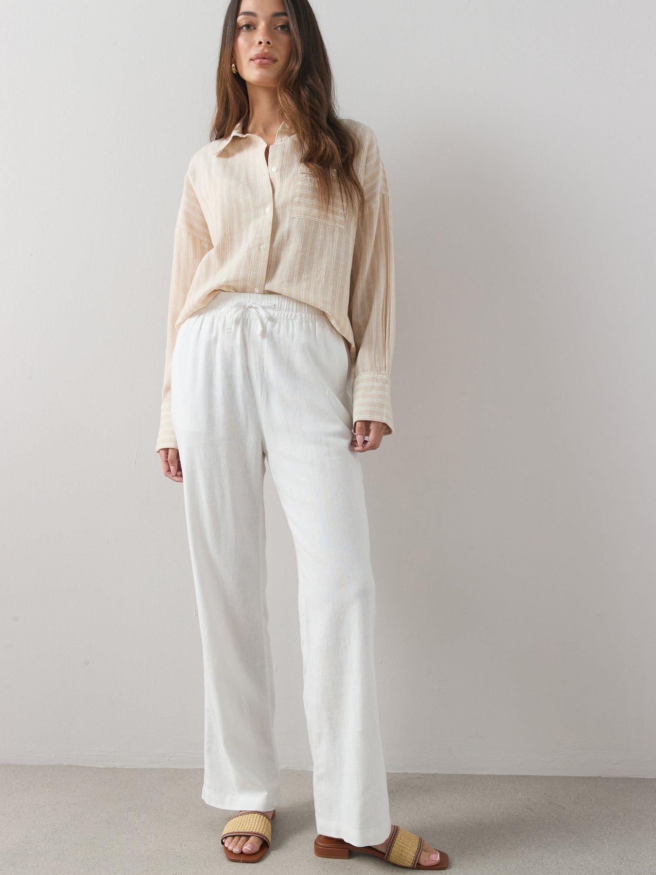 The Very Collection Linen Blend Straight Leg Trouser - White