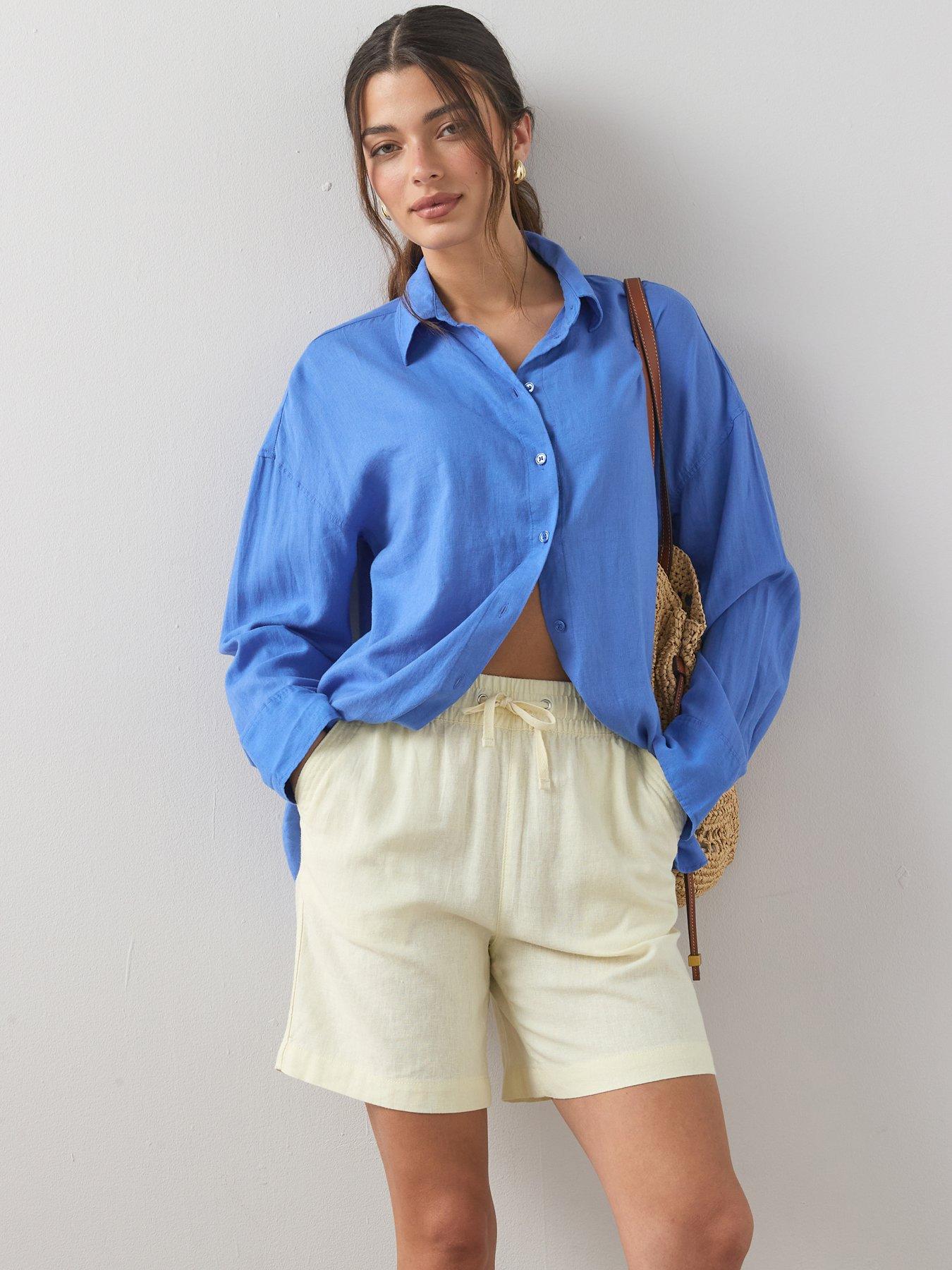 Image 1 of 7 of The Very Collection Linen Blend Shorts - Yellow