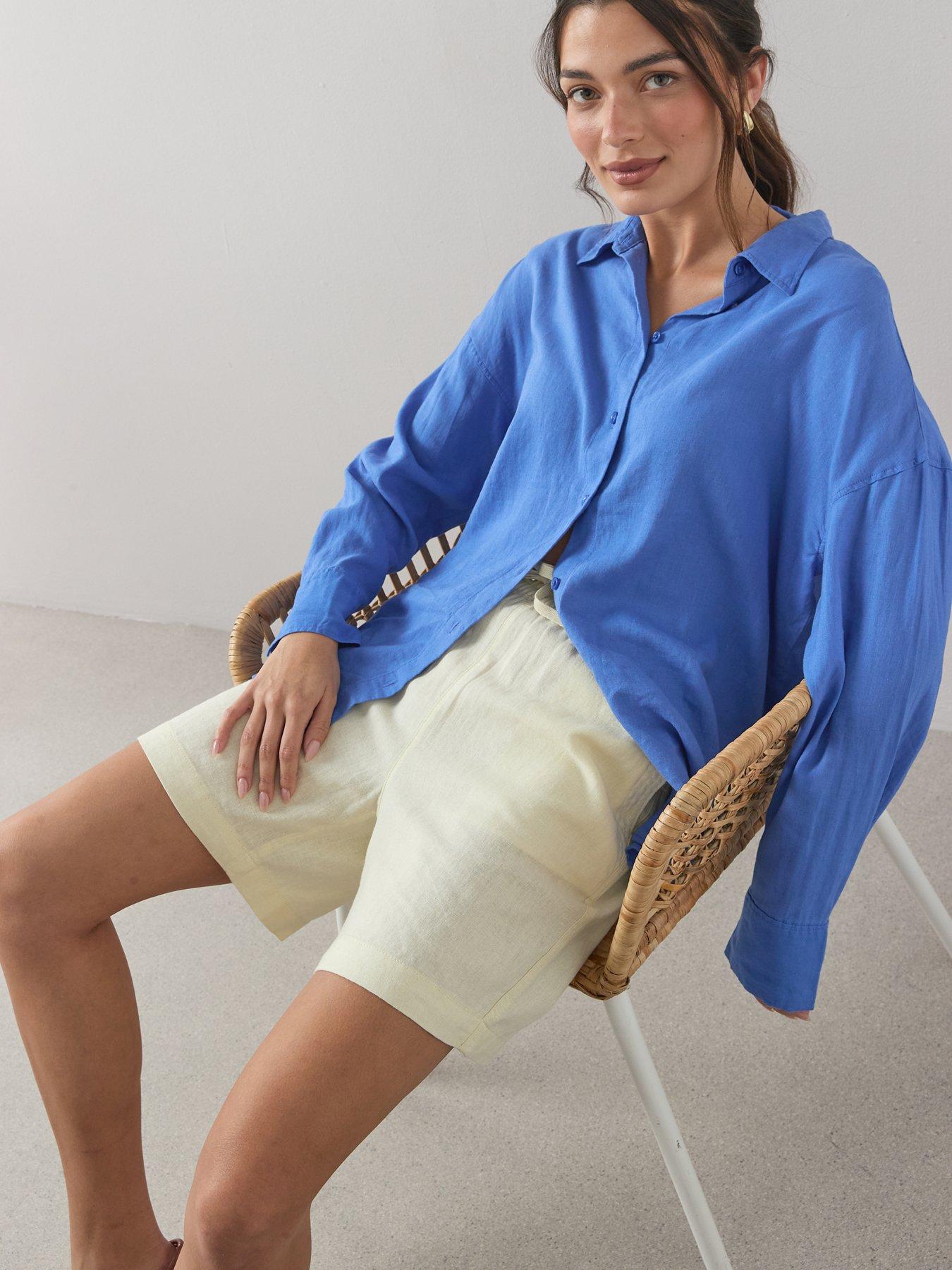 Image 5 of 7 of The Very Collection Linen Blend Shorts - Yellow