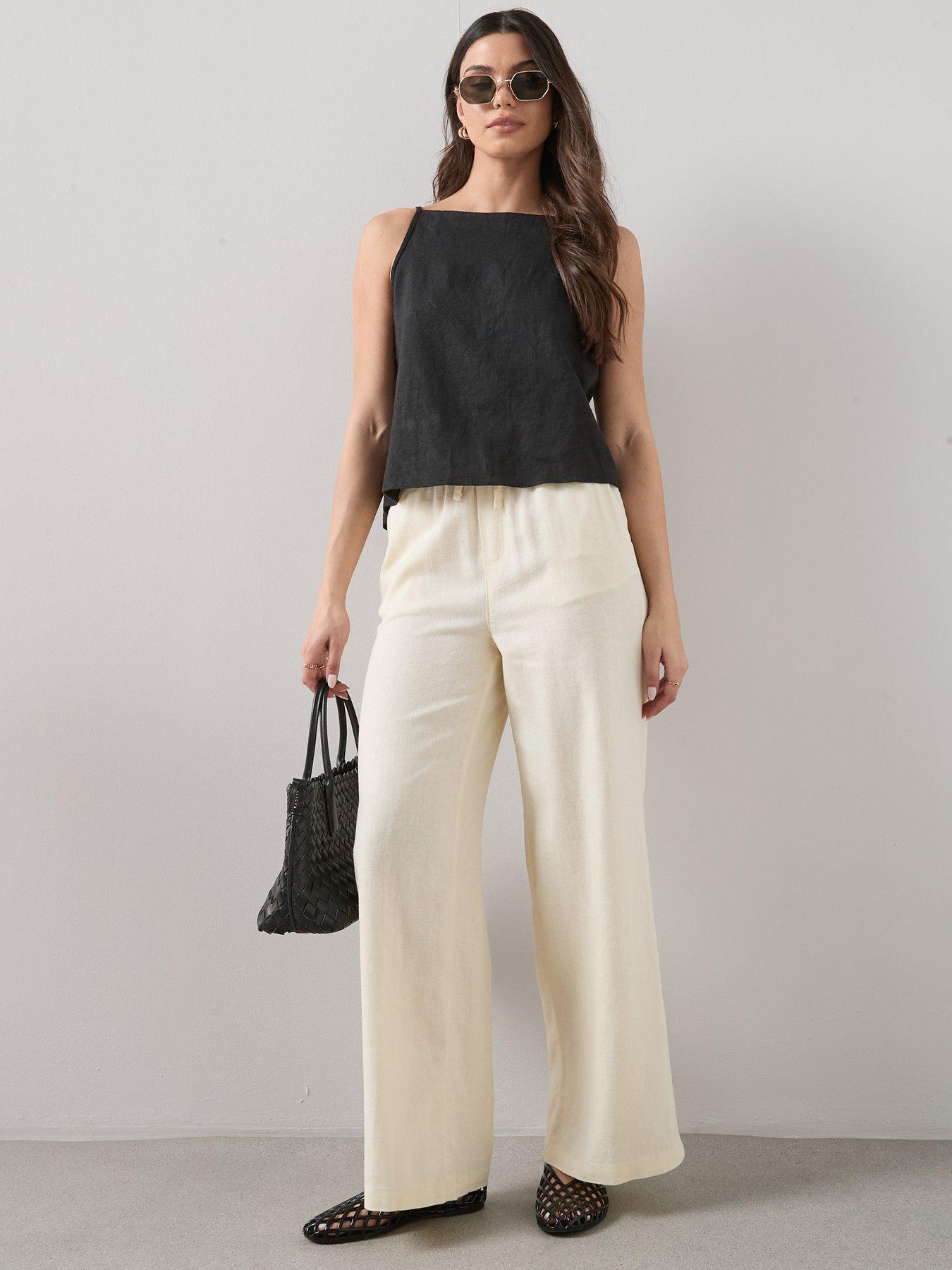 Image 3 of 6 of The Very Collection Linen Blend Wide Leg Trouser - Yellow
