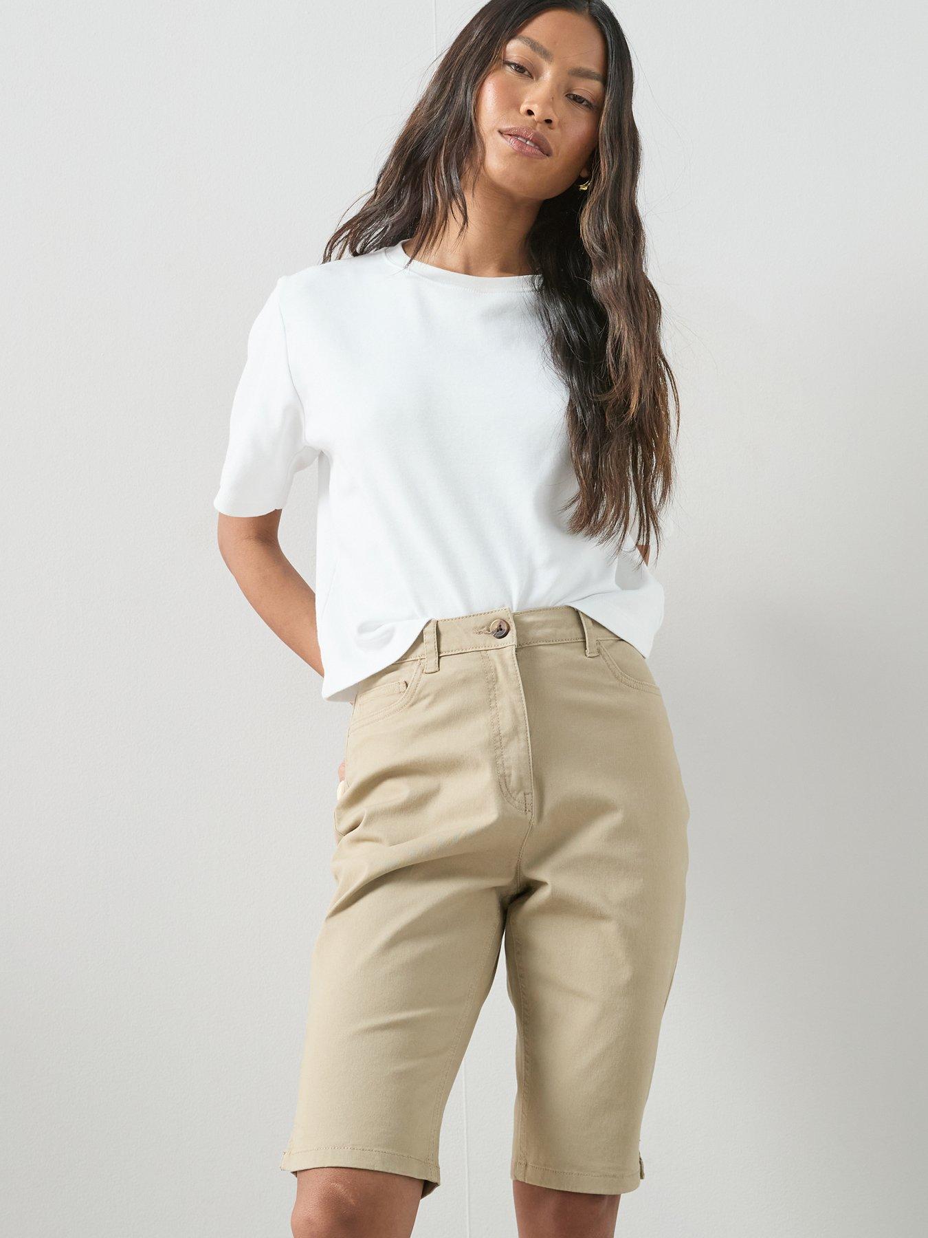 The Very Collection Stretch Knee Length Shorts - Beige