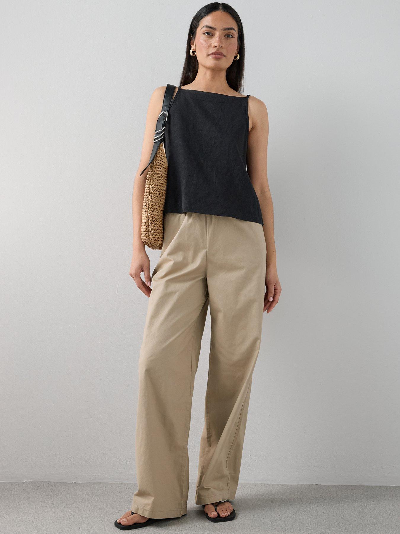 Image 3 of 7 of The Very Collection Cotton Wide Leg Trouser - Beige