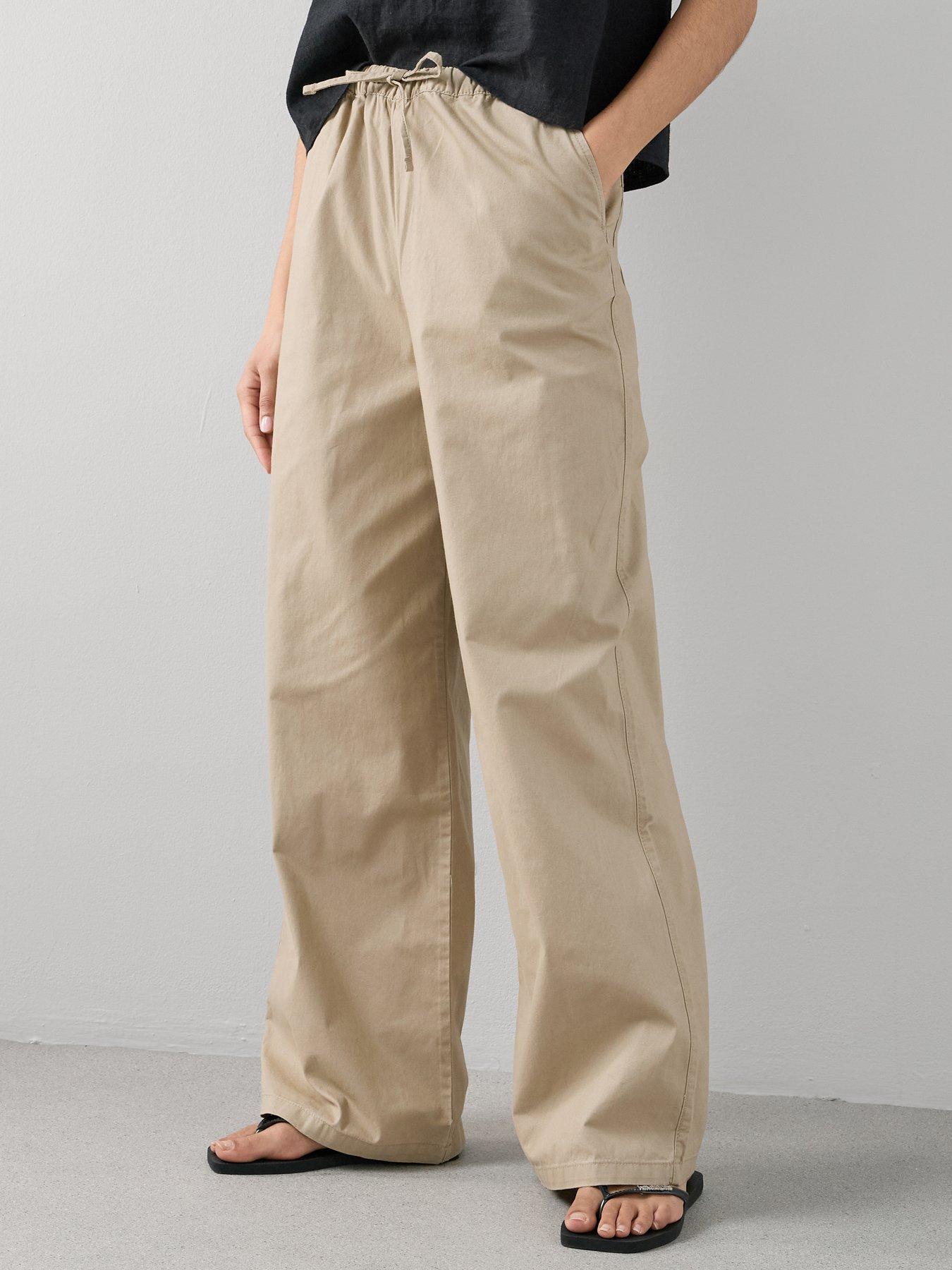 Image 4 of 7 of The Very Collection Cotton Wide Leg Trouser - Beige