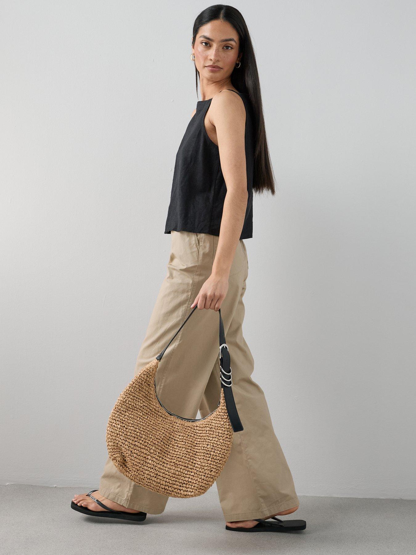Image 5 of 7 of The Very Collection Cotton Wide Leg Trouser - Beige