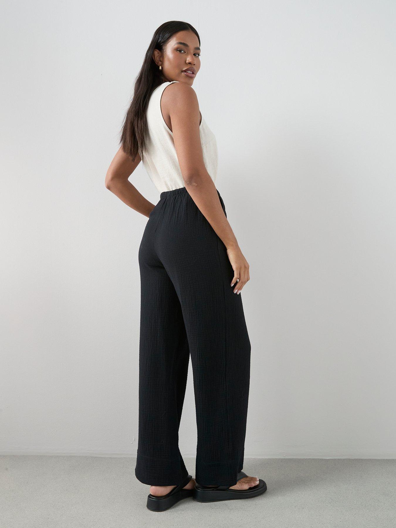 Image 2 of 7 of The Very Collection Textured Wide Leg Trouser - Black
