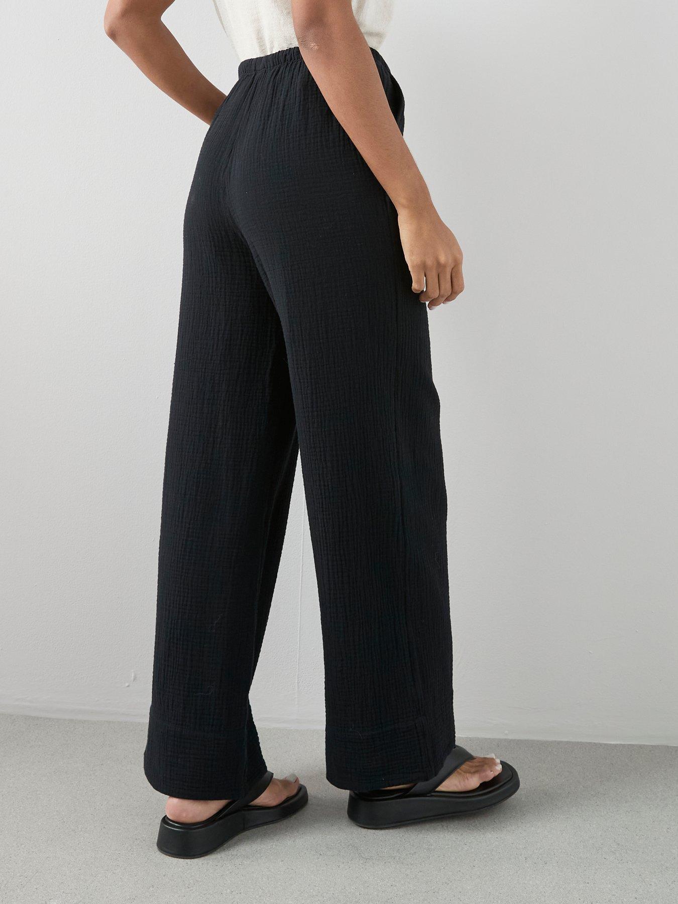 Image 5 of 7 of The Very Collection Textured Wide Leg Trouser - Black