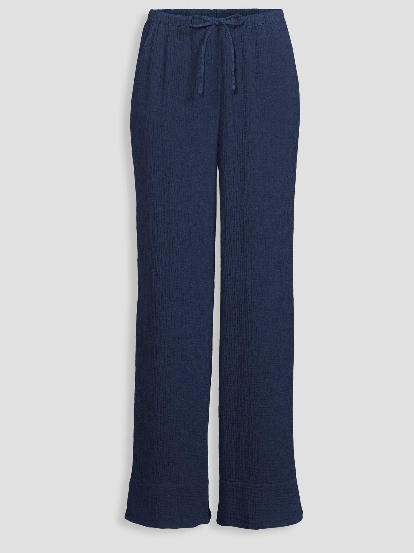 Image 7 of 7 of The Very Collection Textured Wide Leg Trouser - Blue