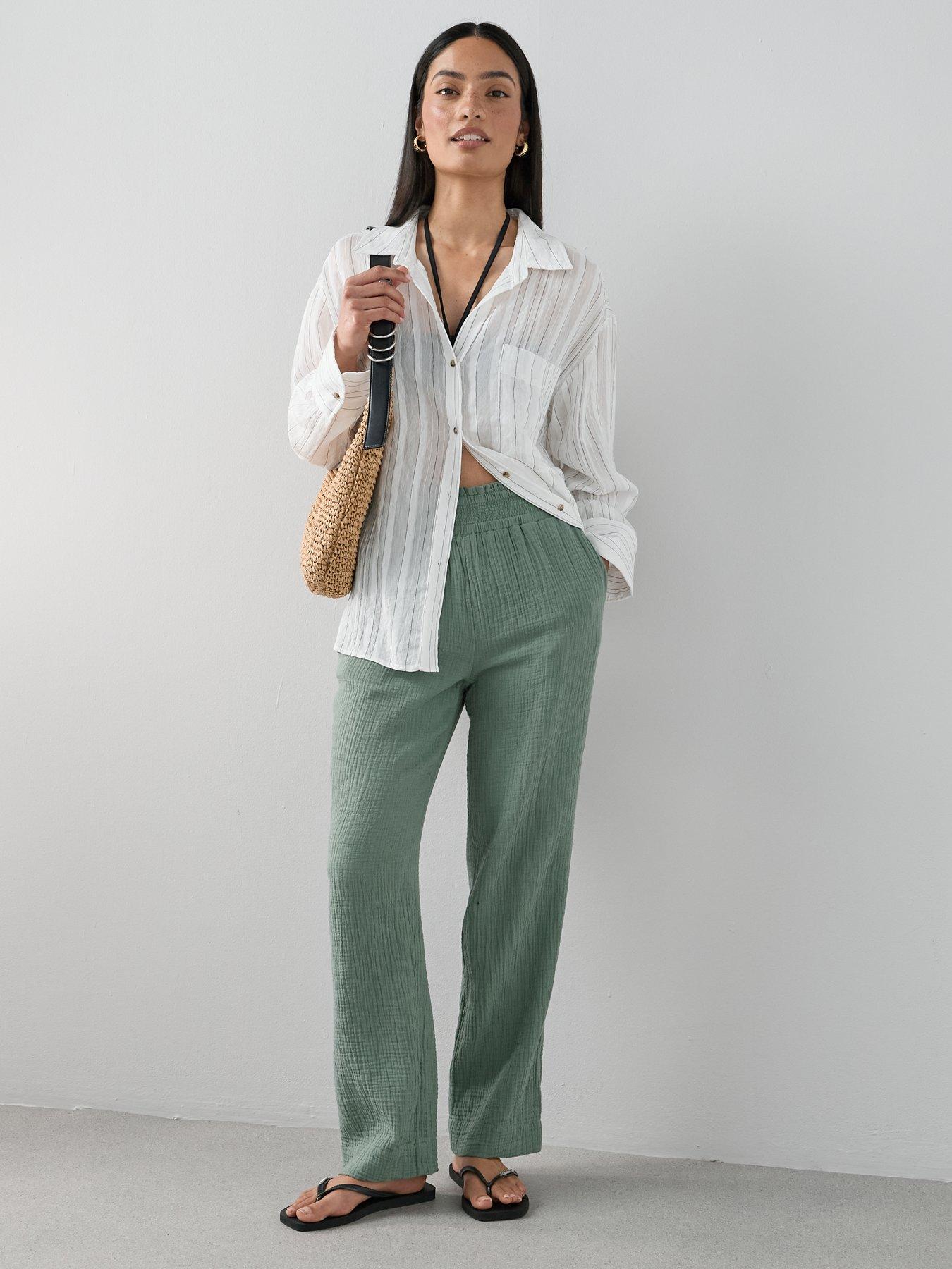 Image 3 of 7 of The Very Collection Textured Straight Leg Trouser&nbsp;- Khaki