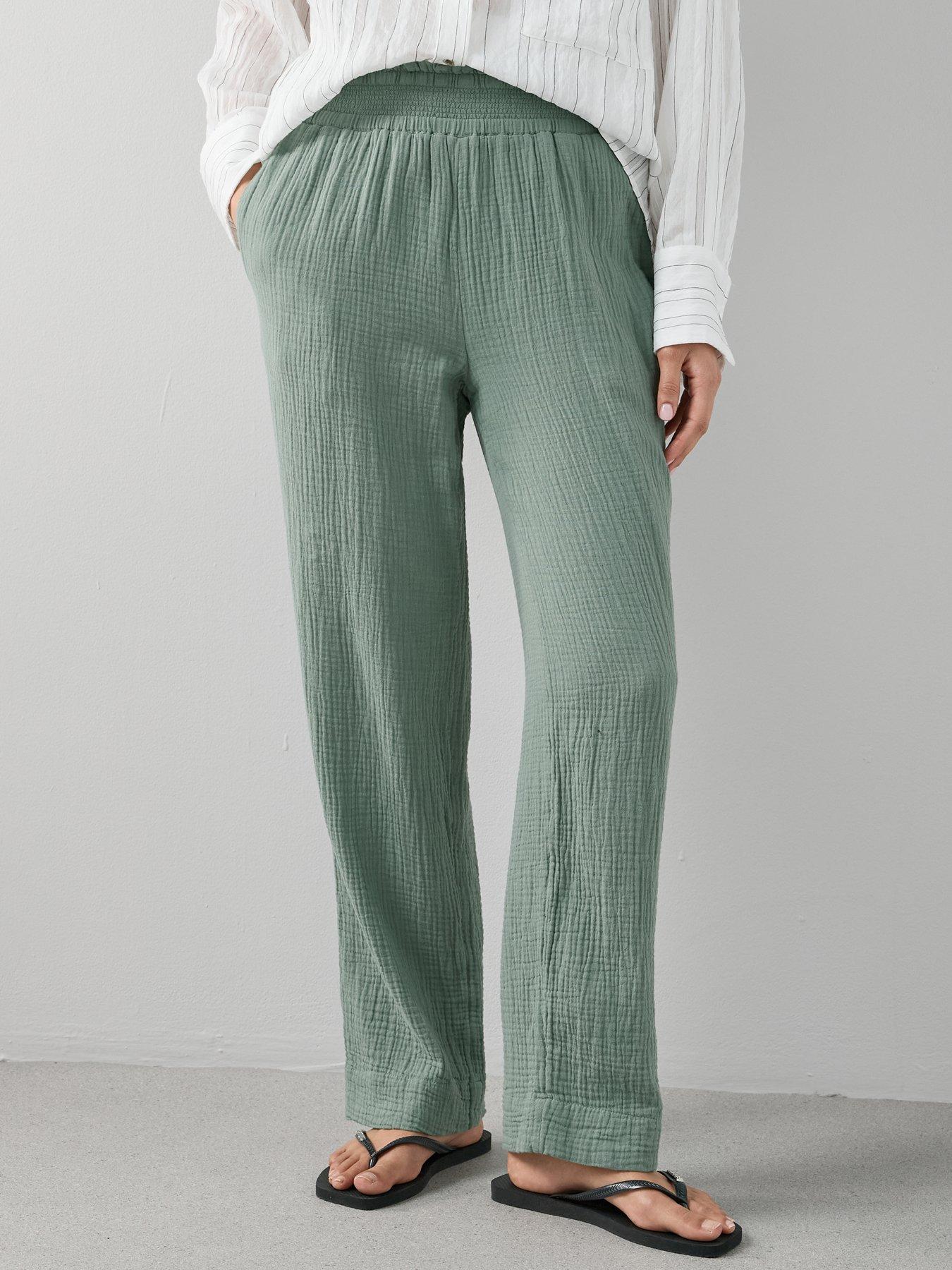 Image 4 of 7 of The Very Collection Textured Straight Leg Trouser&nbsp;- Khaki