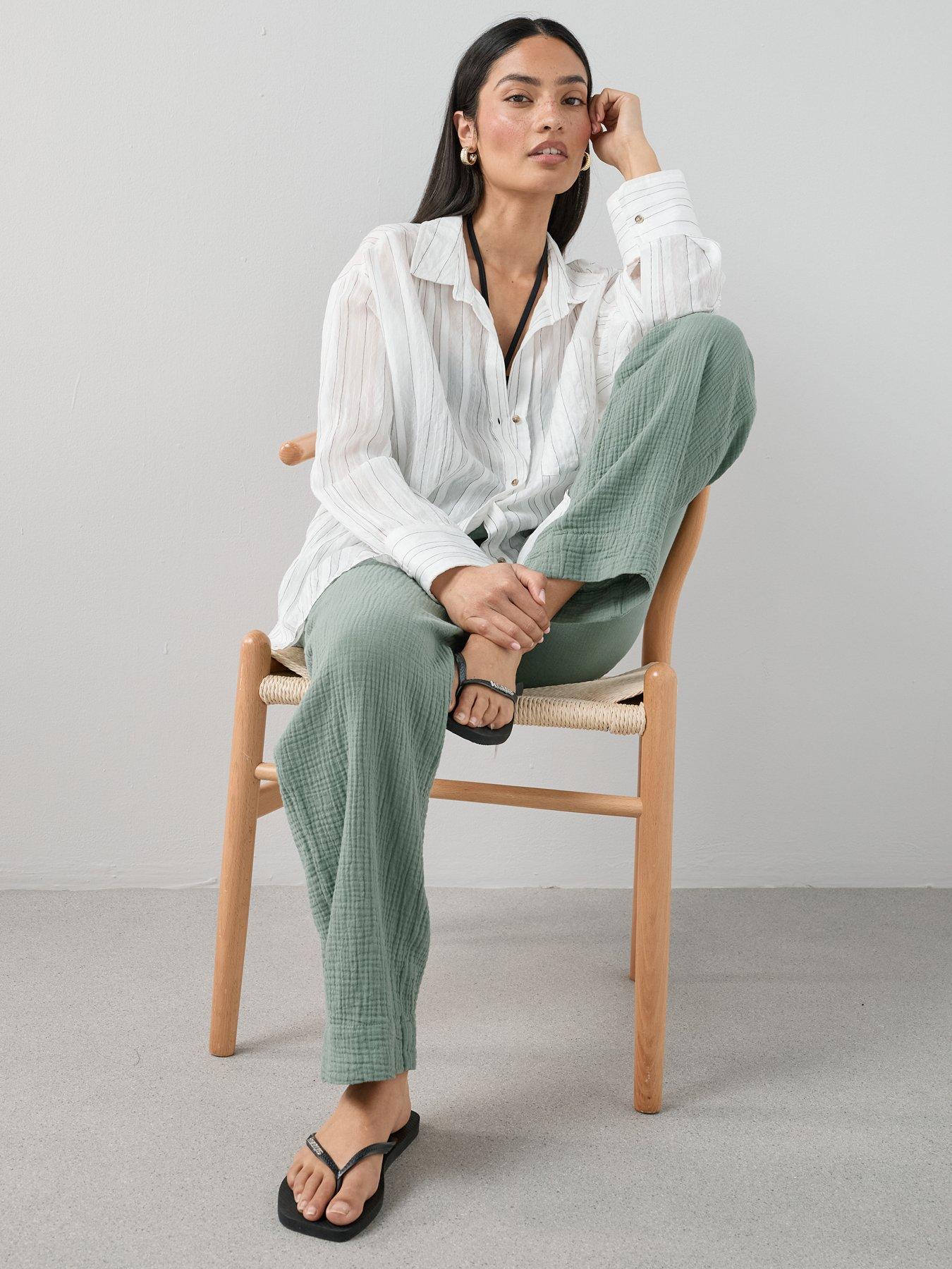 Image 5 of 7 of The Very Collection Textured Straight Leg Trouser&nbsp;- Khaki