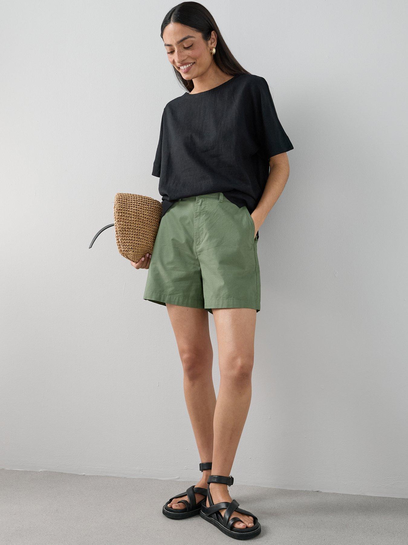 Image 3 of 6 of The Very Collection Cotton Longline Shorts - Khaki