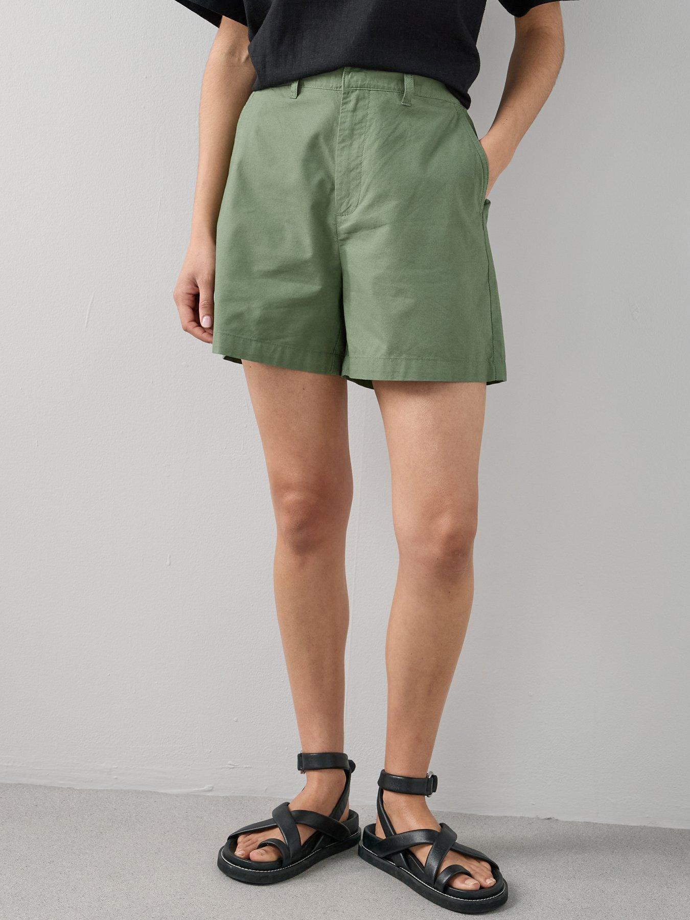 Image 4 of 6 of The Very Collection Cotton Longline Shorts - Khaki