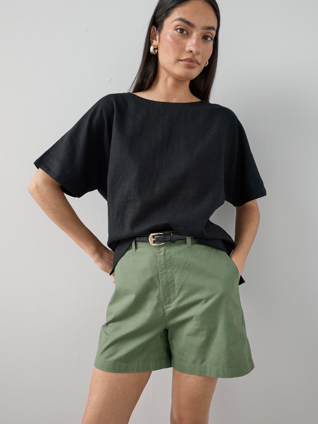 Image 5 of 6 of The Very Collection Cotton Longline Shorts - Khaki