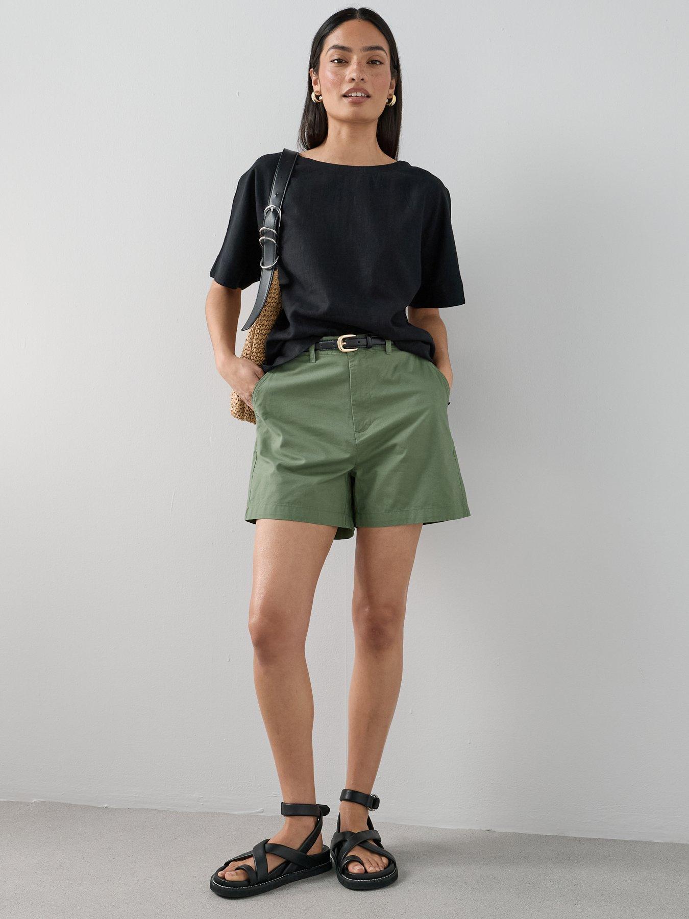 Image 6 of 6 of The Very Collection Cotton Longline Shorts - Khaki