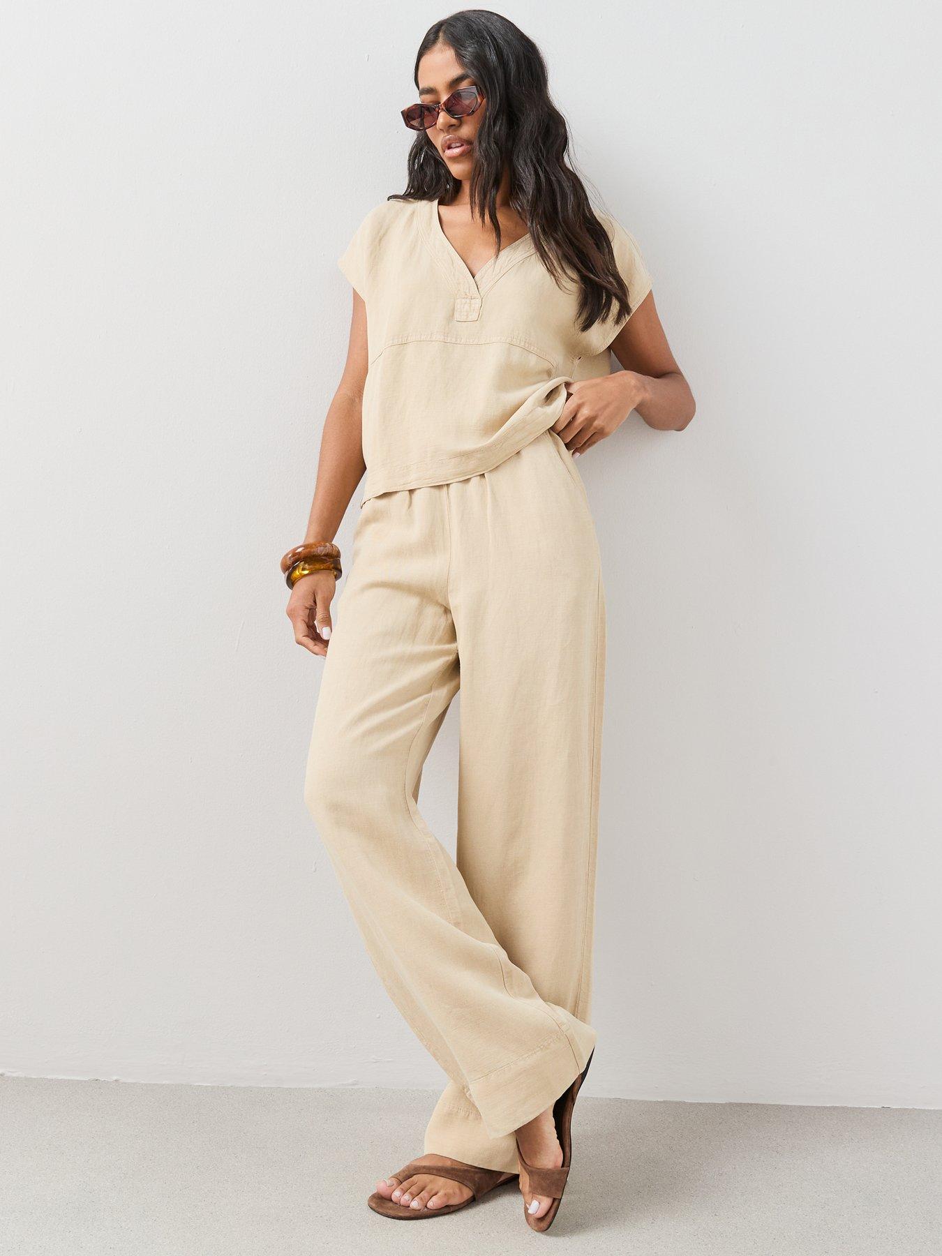 Image 3 of 7 of The Very Collection Lyocell Linen Tunic Co-Ord - Beige