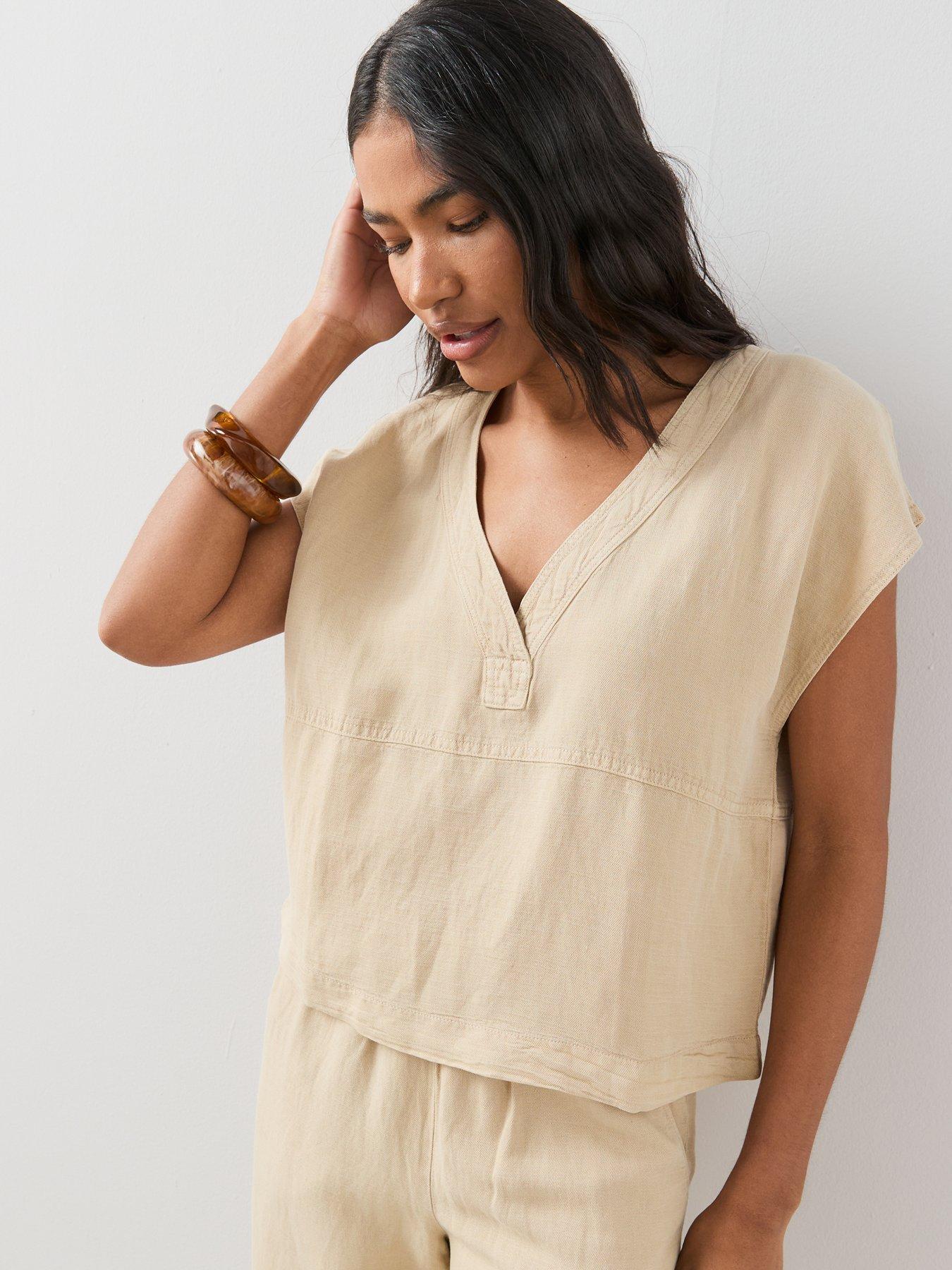 Image 4 of 7 of The Very Collection Lyocell Linen Tunic Co-Ord - Beige