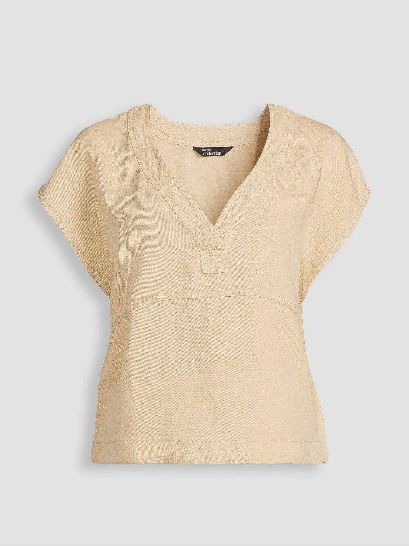 Image 7 of 7 of The Very Collection Lyocell Linen Tunic Co-Ord - Beige