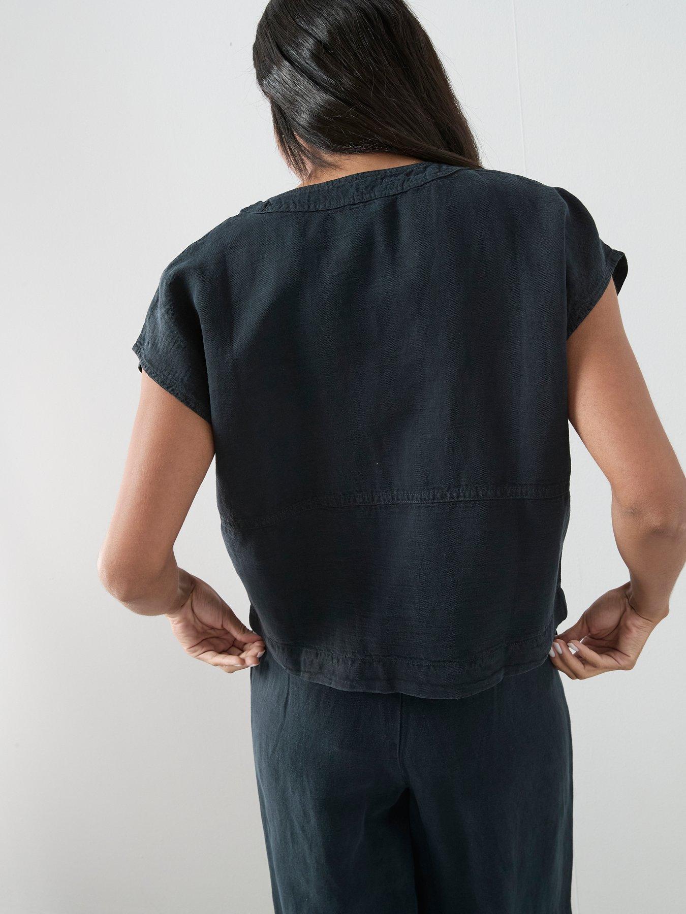 Image 2 of 7 of The Very Collection Lyocell Linen Tunic Co-Ord - Black