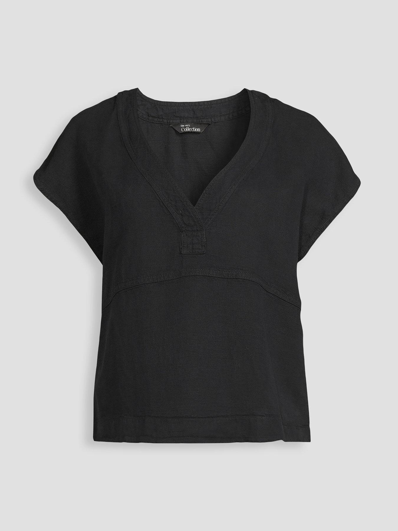 Image 7 of 7 of The Very Collection Lyocell Linen Tunic Co-Ord - Black