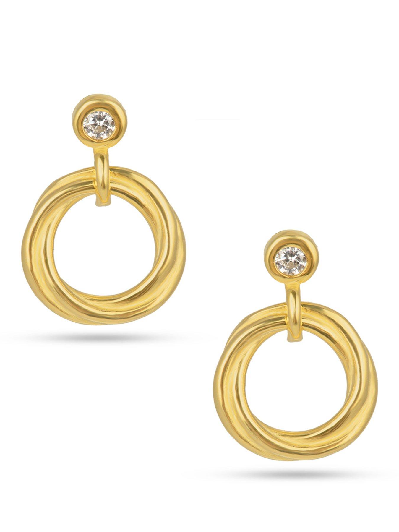 The Love Collection Gold Plated Sterling Silver Rubover CZ Rope Drop Earrings