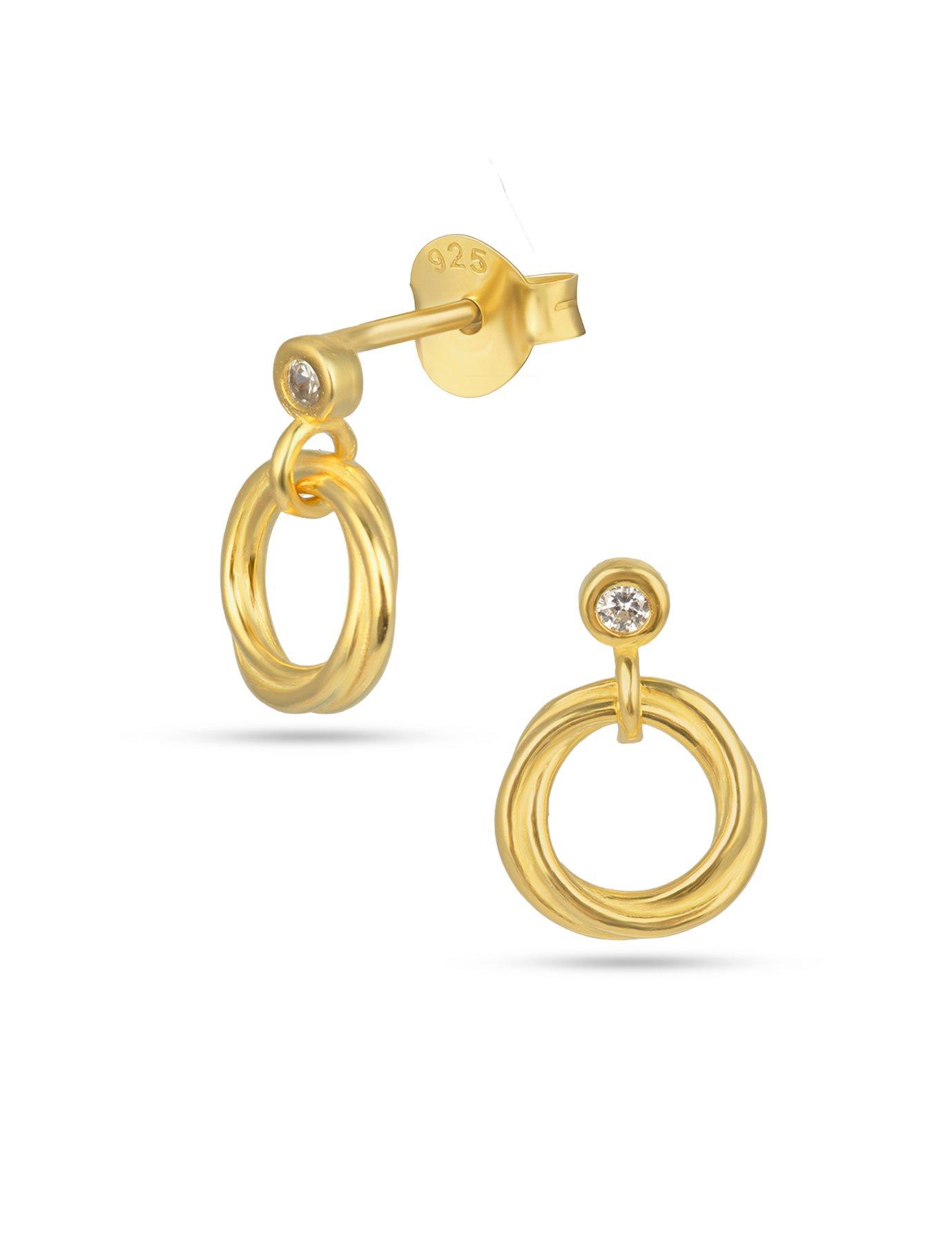 Image 3 of 5 of The Love Collection Gold Plated Sterling Silver Rubover CZ Rope Drop Earrings