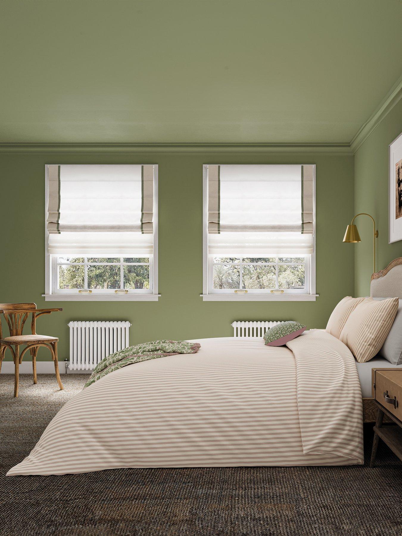 Helena Springfield Ticking Stripe Duvet Cover Set Green/Pink