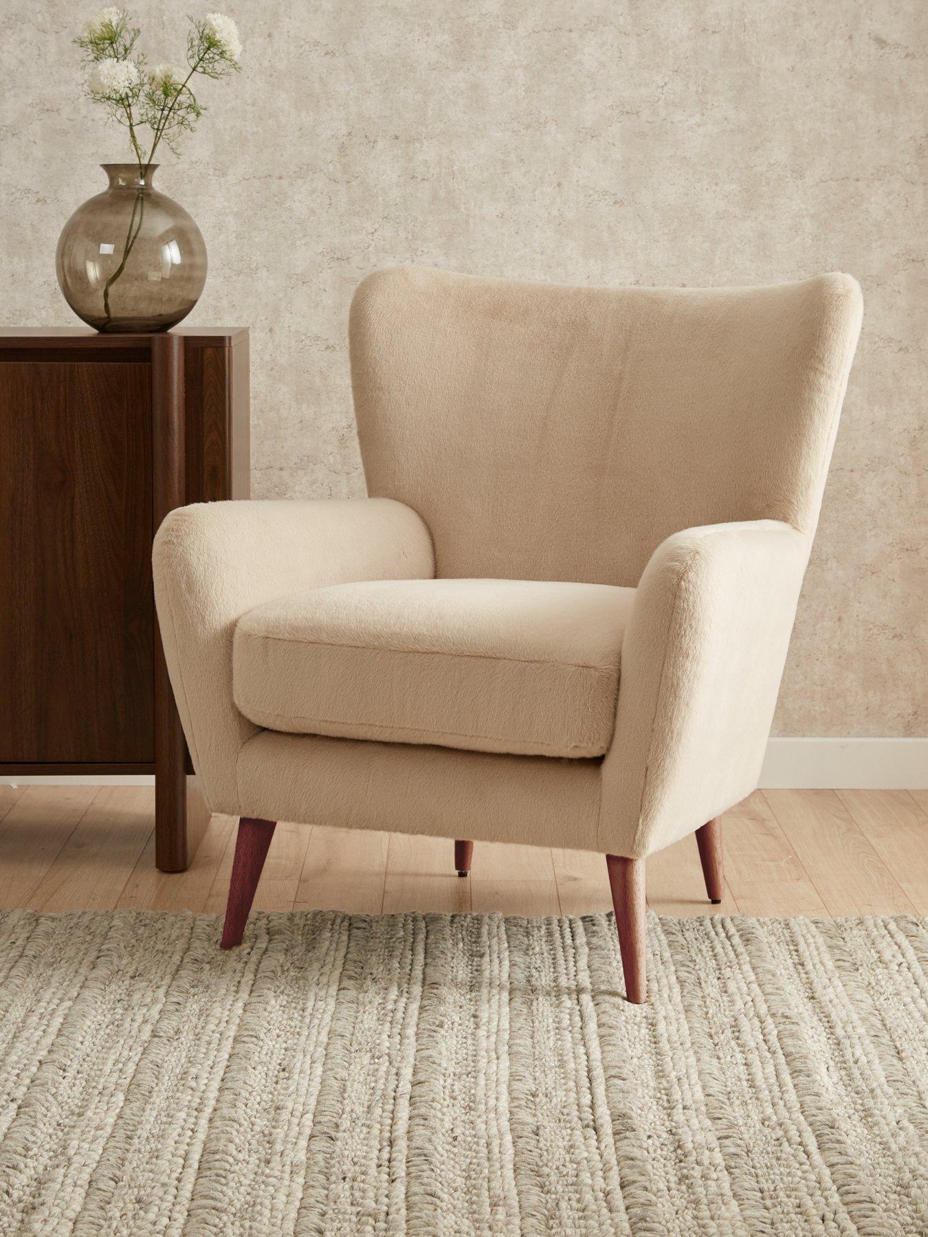 Very Home Dove Faux Fur Wing Chair