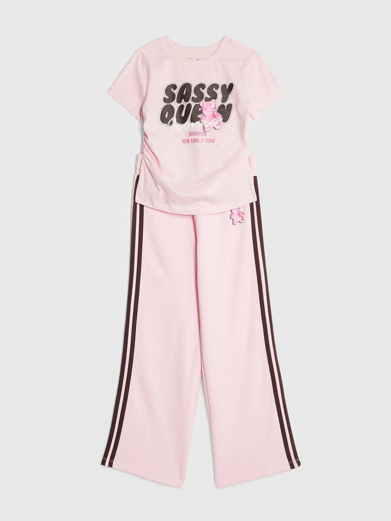 River Island Older Girls Sassy Queen Tracksuit Set Pink Very