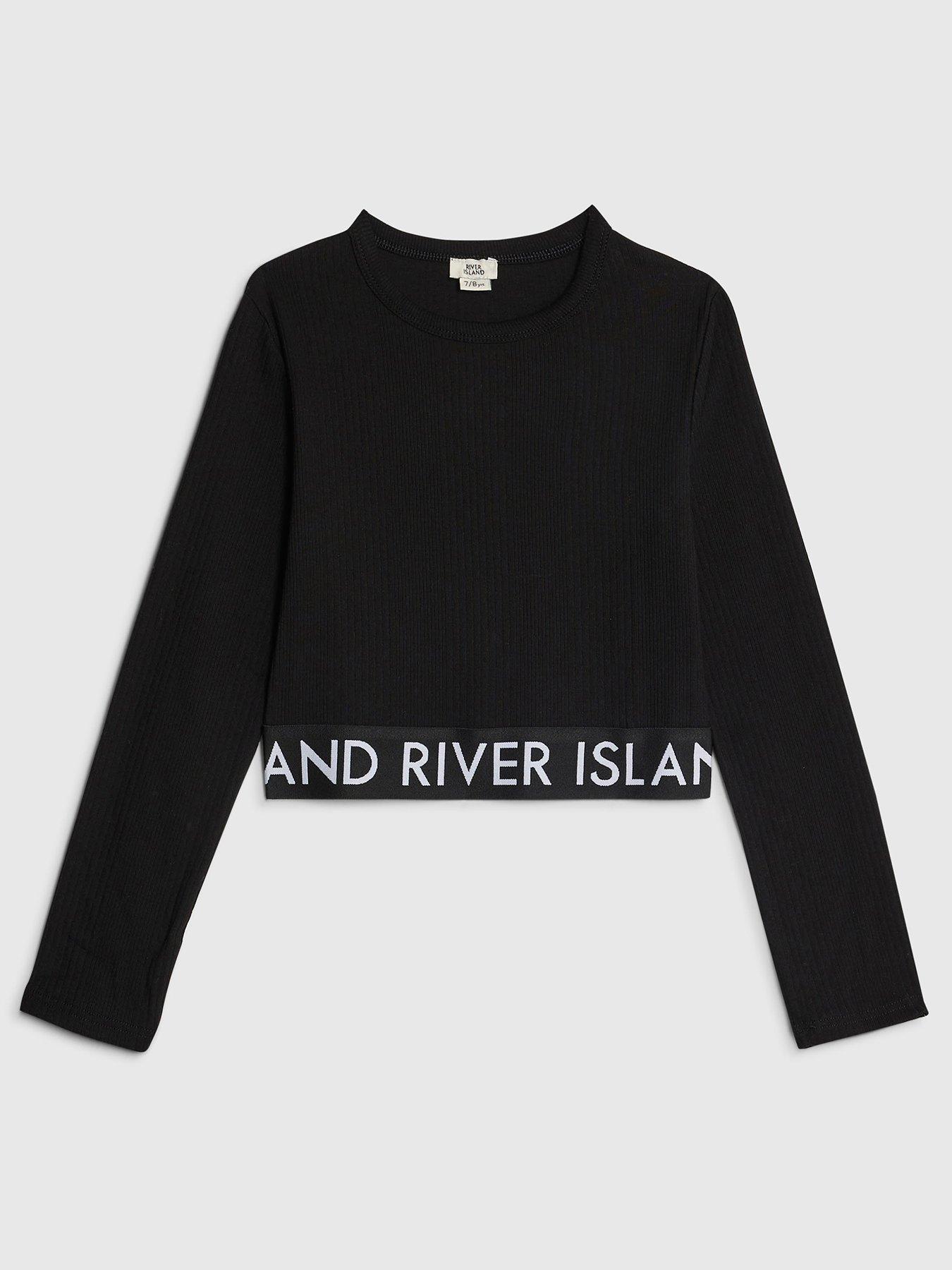 River Island Older Girls Ribbed Waistband Top - Black